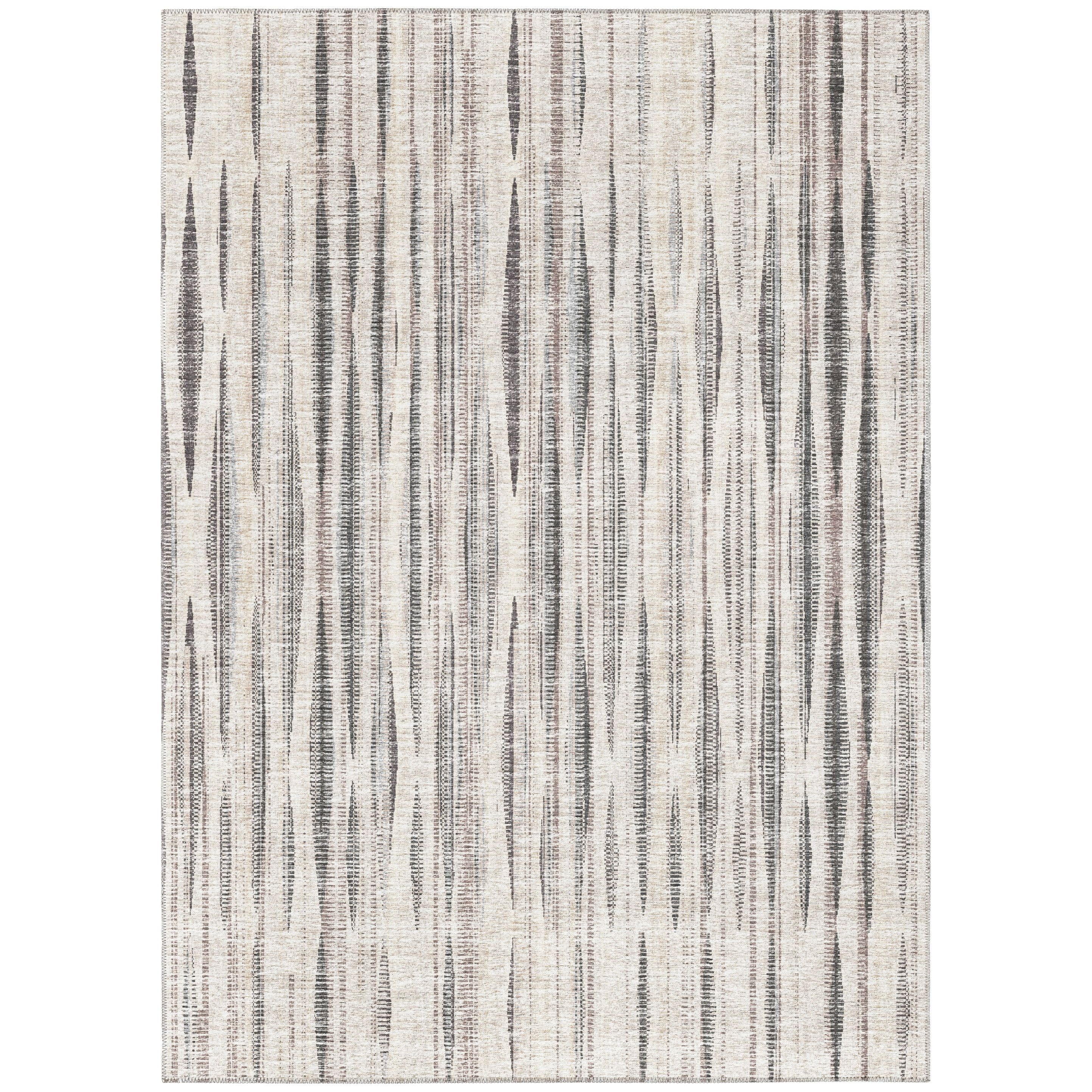 Beige Stripe Flat Woven 3' x 5' Synthetic Area Rug