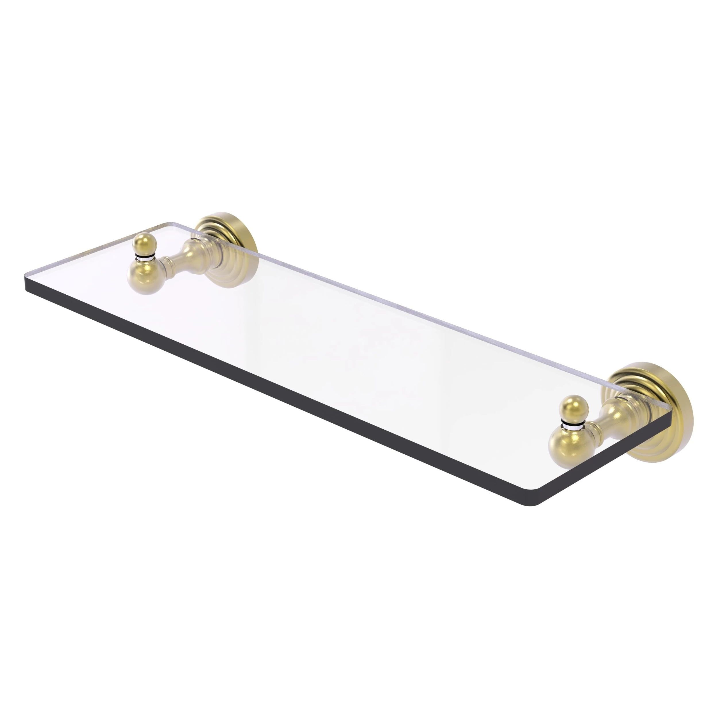 Satin Brass 16" Wall-Mounted Vanity Glass Shelf