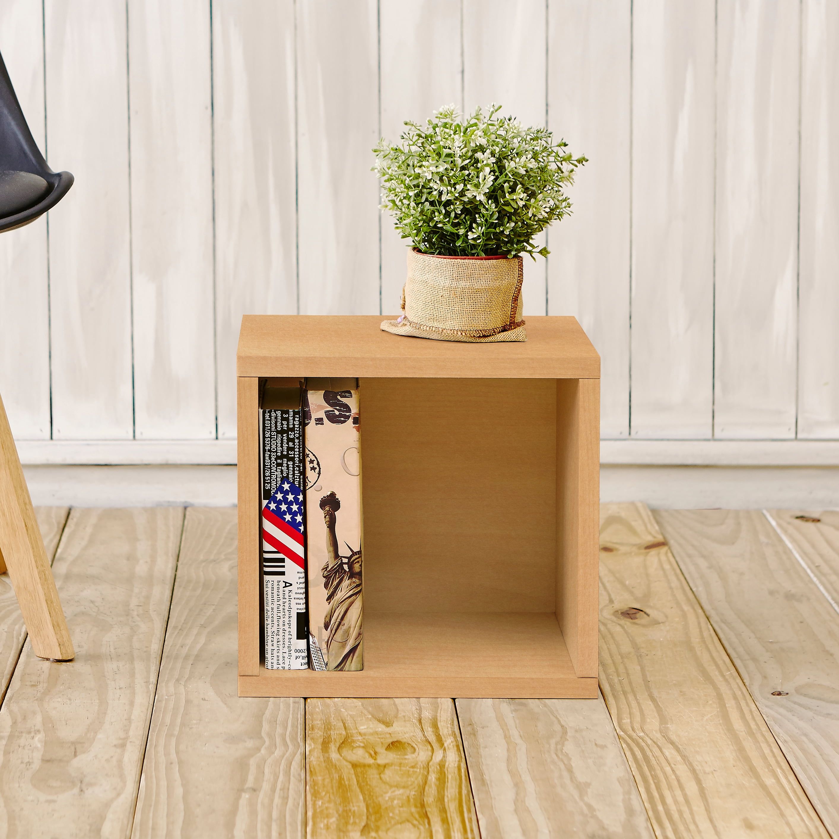 Natural Wood Stackable Cube Storage Organizer