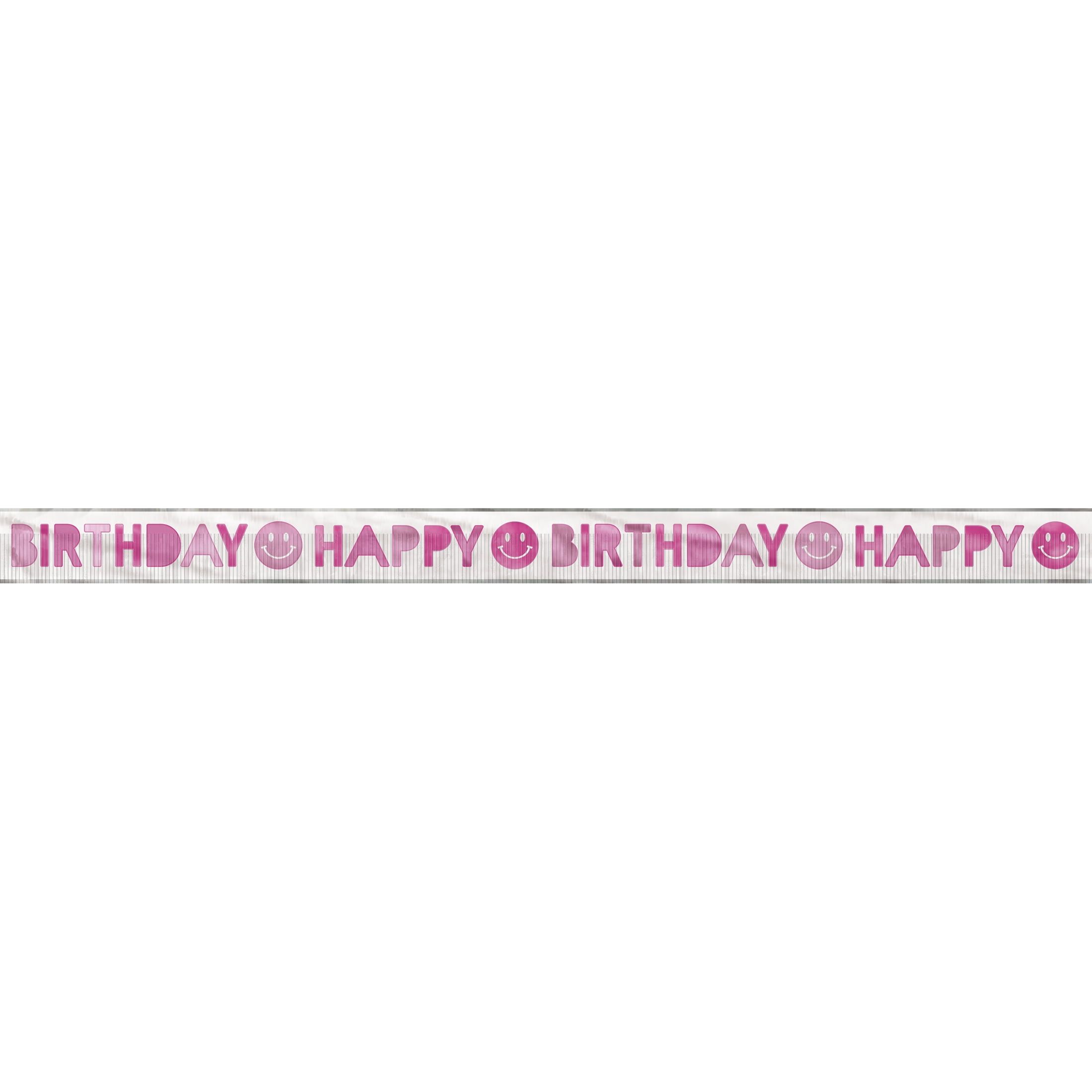 Cheerful Pink Foil Fringe Happy Birthday Banner, 12ft