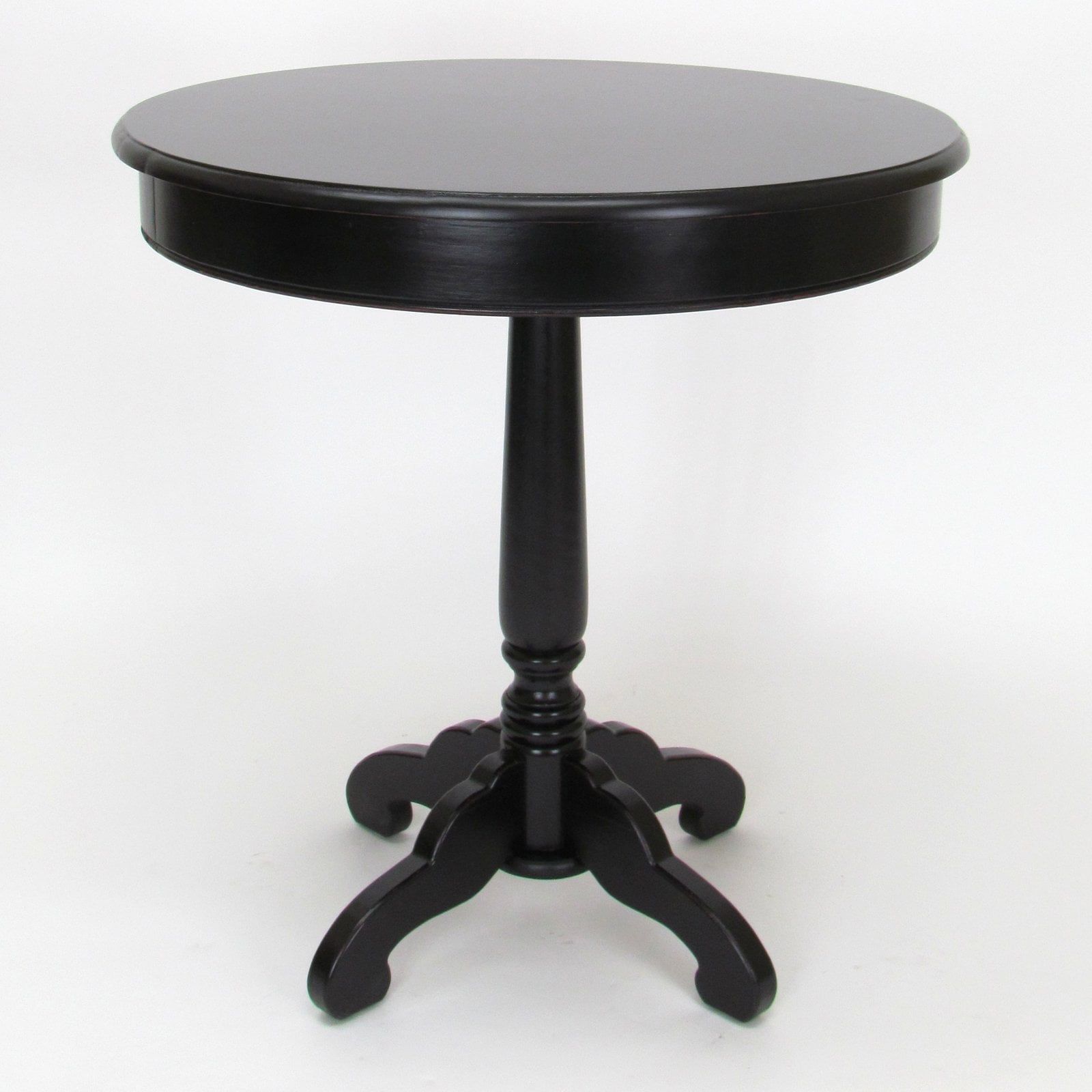 Ornate Balance Black Round Wood End Table