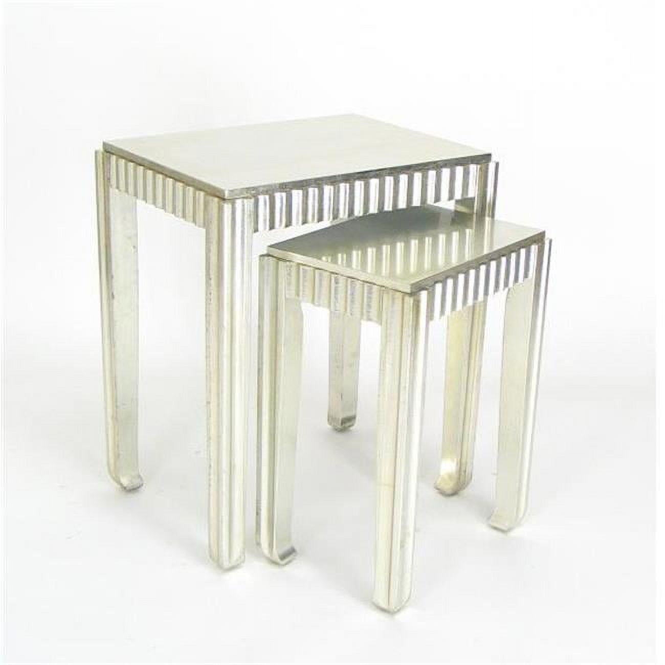 Sienna Glam Silver Leaf Basswood Nesting Tables, Set of 2