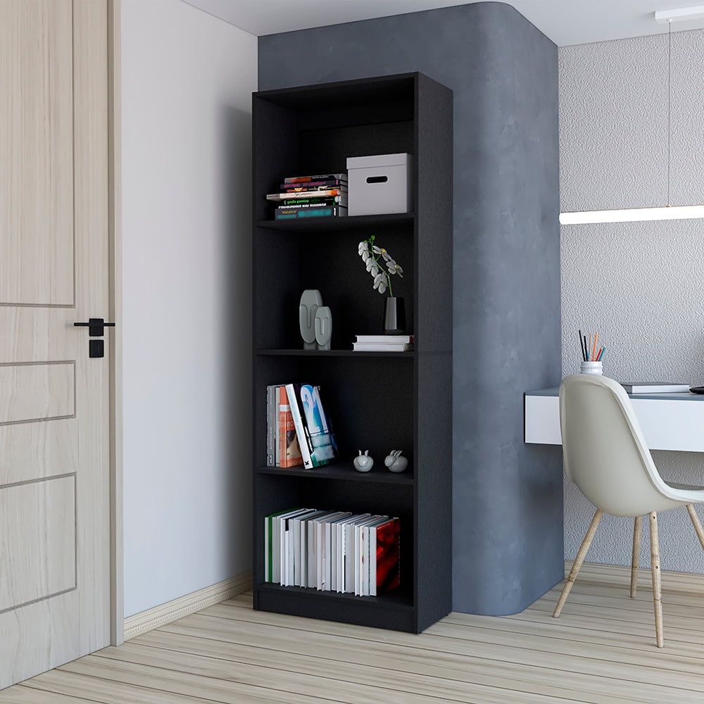 Benzoni Black Four-Tier Office Bookcase