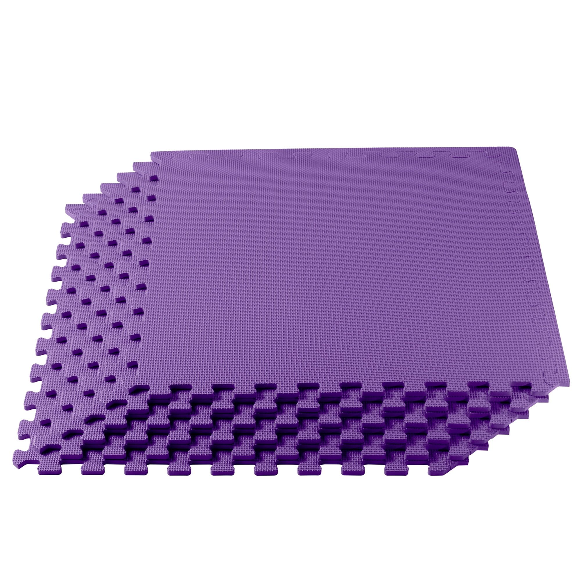 Purple EVA Foam Interlocking Gym Floor Tiles, 24" x 24", 6-Pack