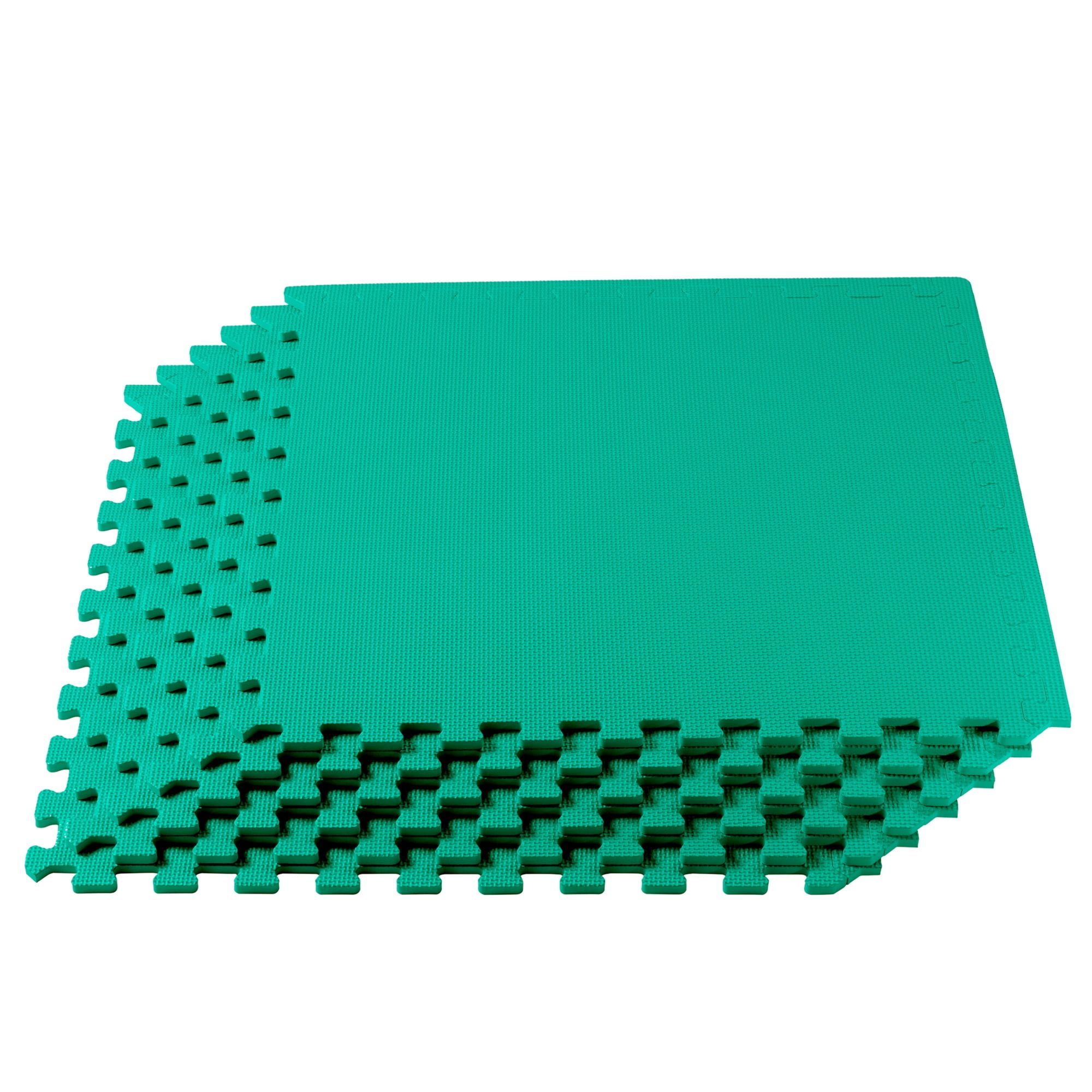 Green EVA Foam Interlocking Gym Floor Tiles, 24 x 24 Inch