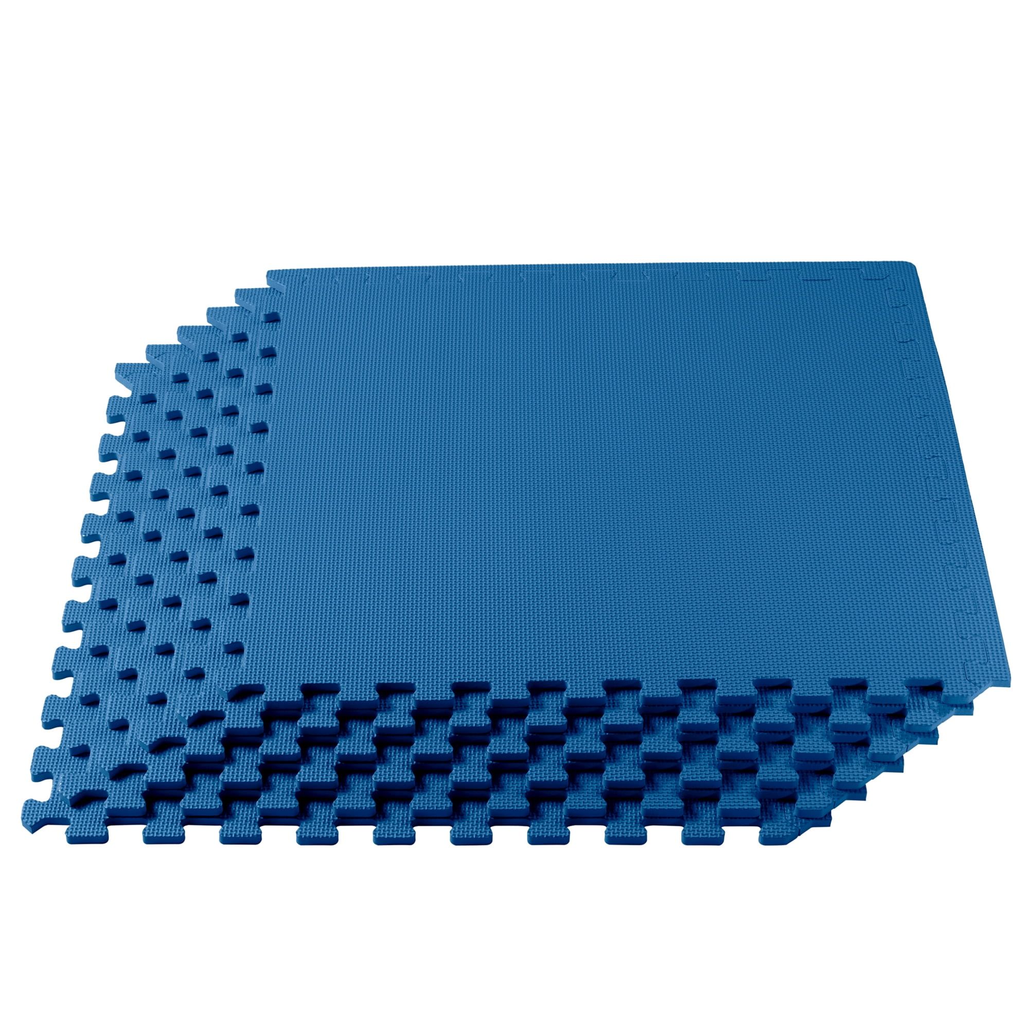 Blue 24 Sq Ft Interlocking EVA Foam Floor Tiles for Home and Gym