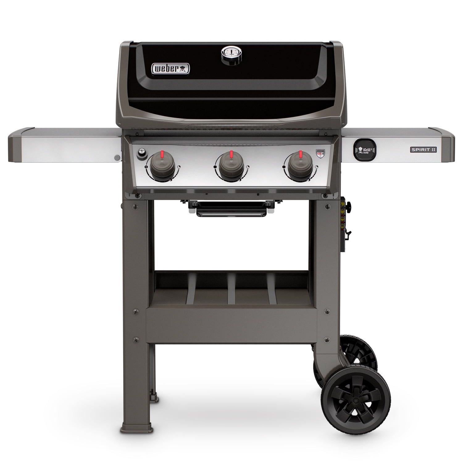 Black 3-Burner Built-In Propane Gas Grill with Porcelain Grates