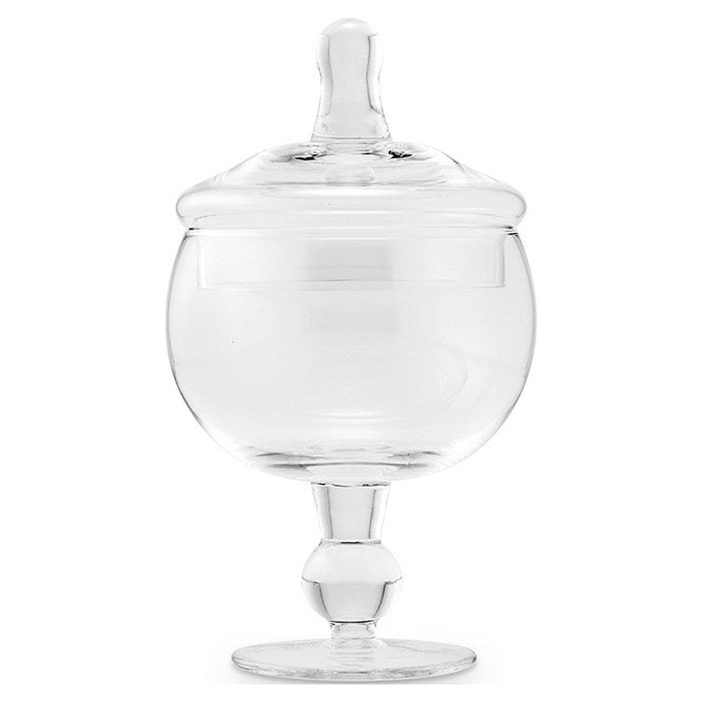 Clear Glass Footed Globe Bowl with Lid