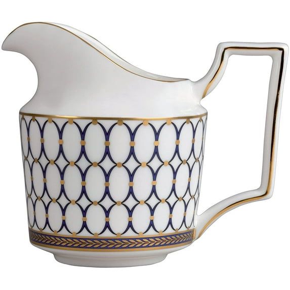 Elegant Renaissance Gold and Deep Blue Bone China Creamer