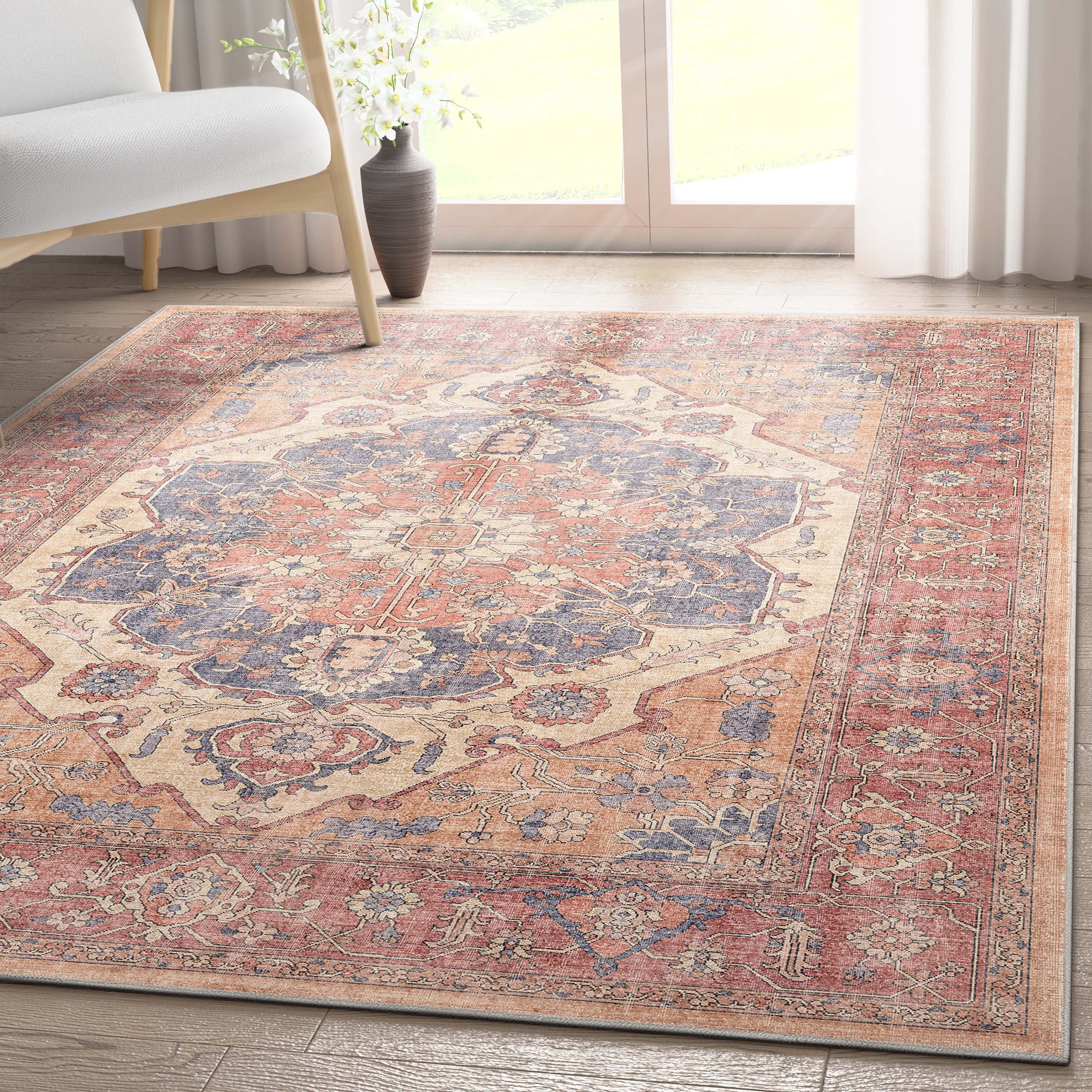 Apollo Serapi Red and Beige Chenille 5'3" x 7'3" Area Rug