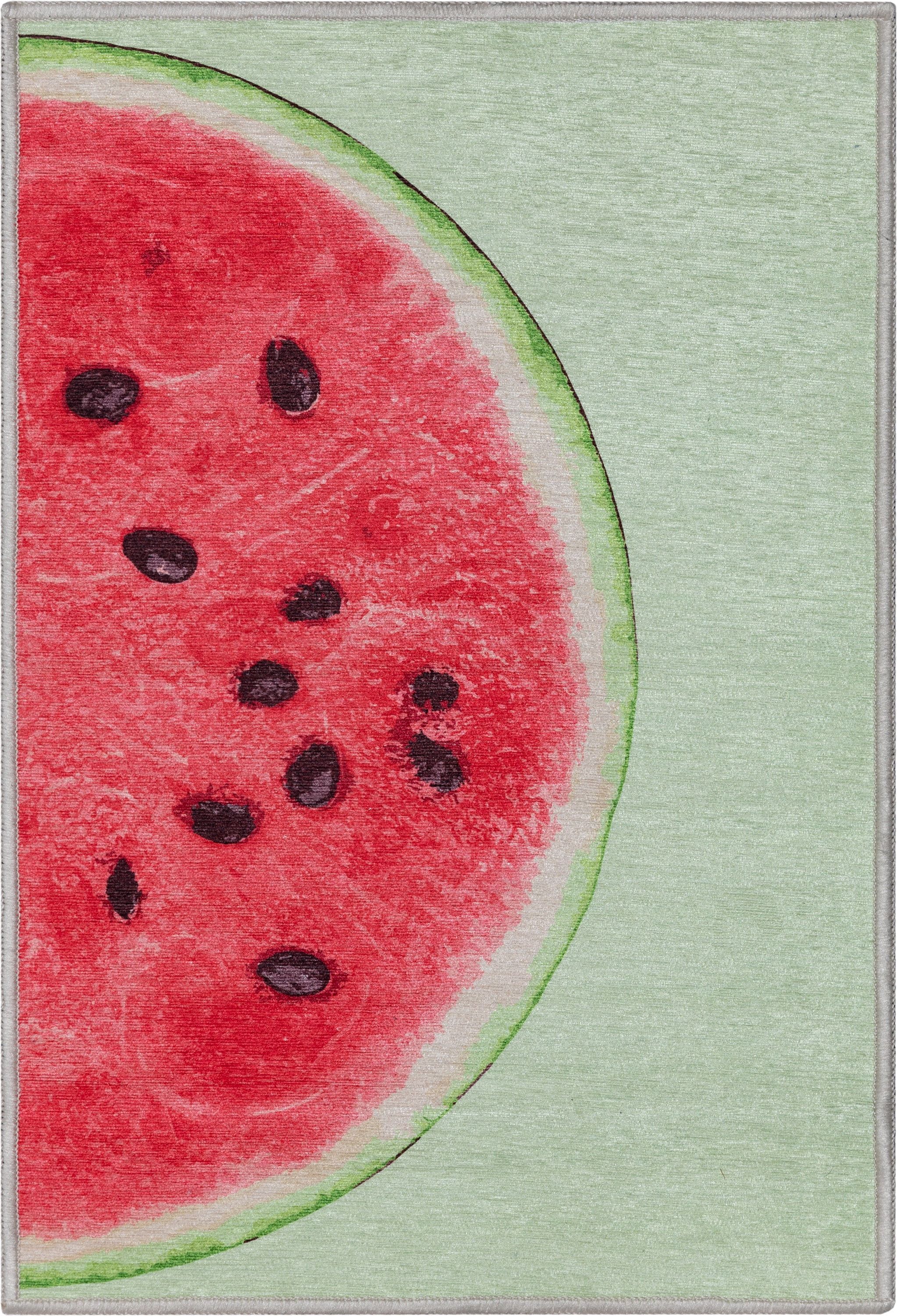 Apollo Watermelon Red and Lime Polyester Kids Rug 2' x 3'