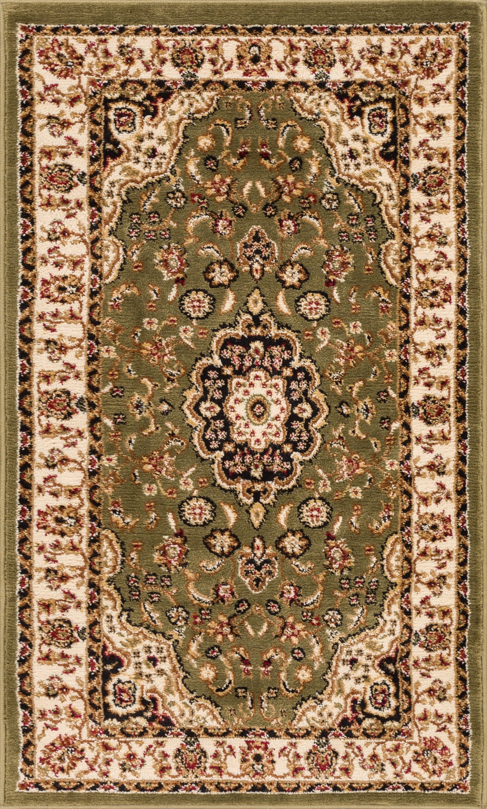 Green Medallion Synthetic Traditional Area Rug 2'3" x 3'11"