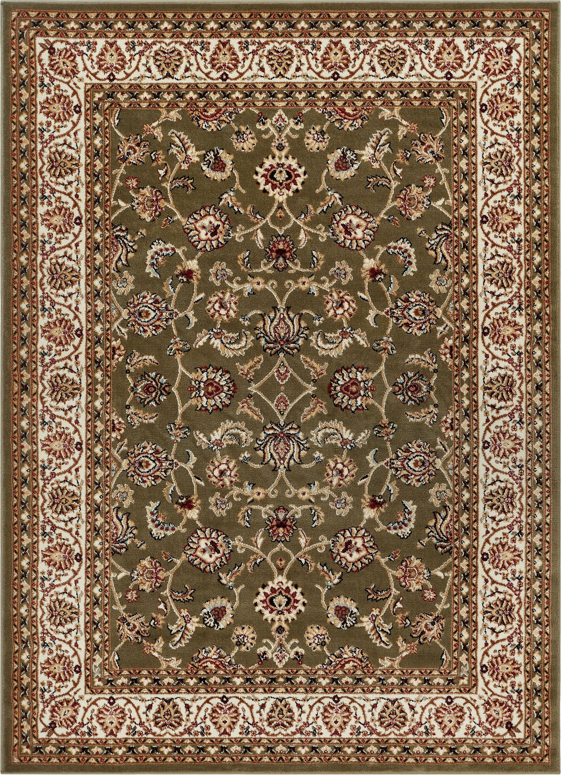 Sarouk Green and Red Synthetic Oriental Area Rug 6'7" x 9'6"