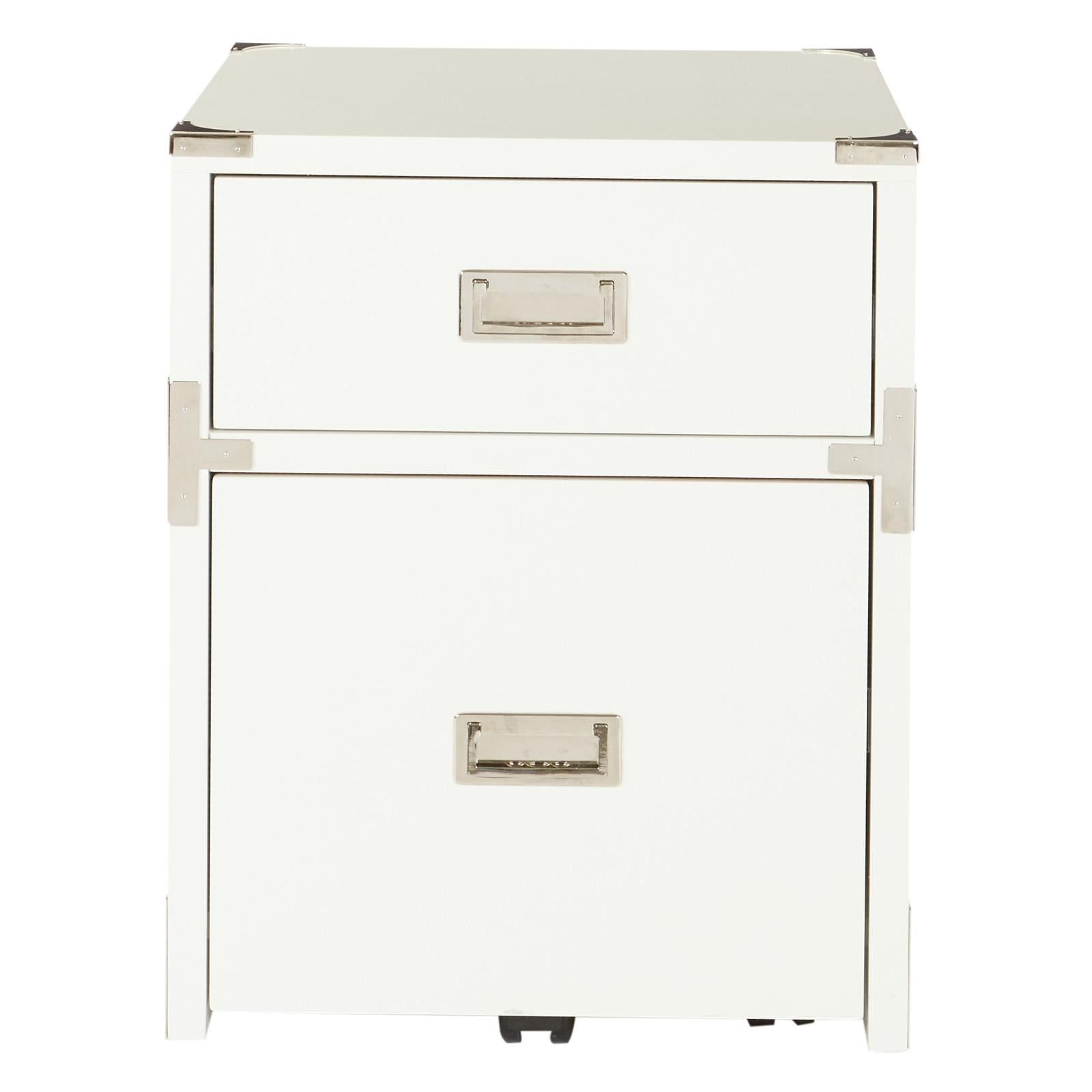 Wellington White 2-Drawer Campaign Style File Cabinet