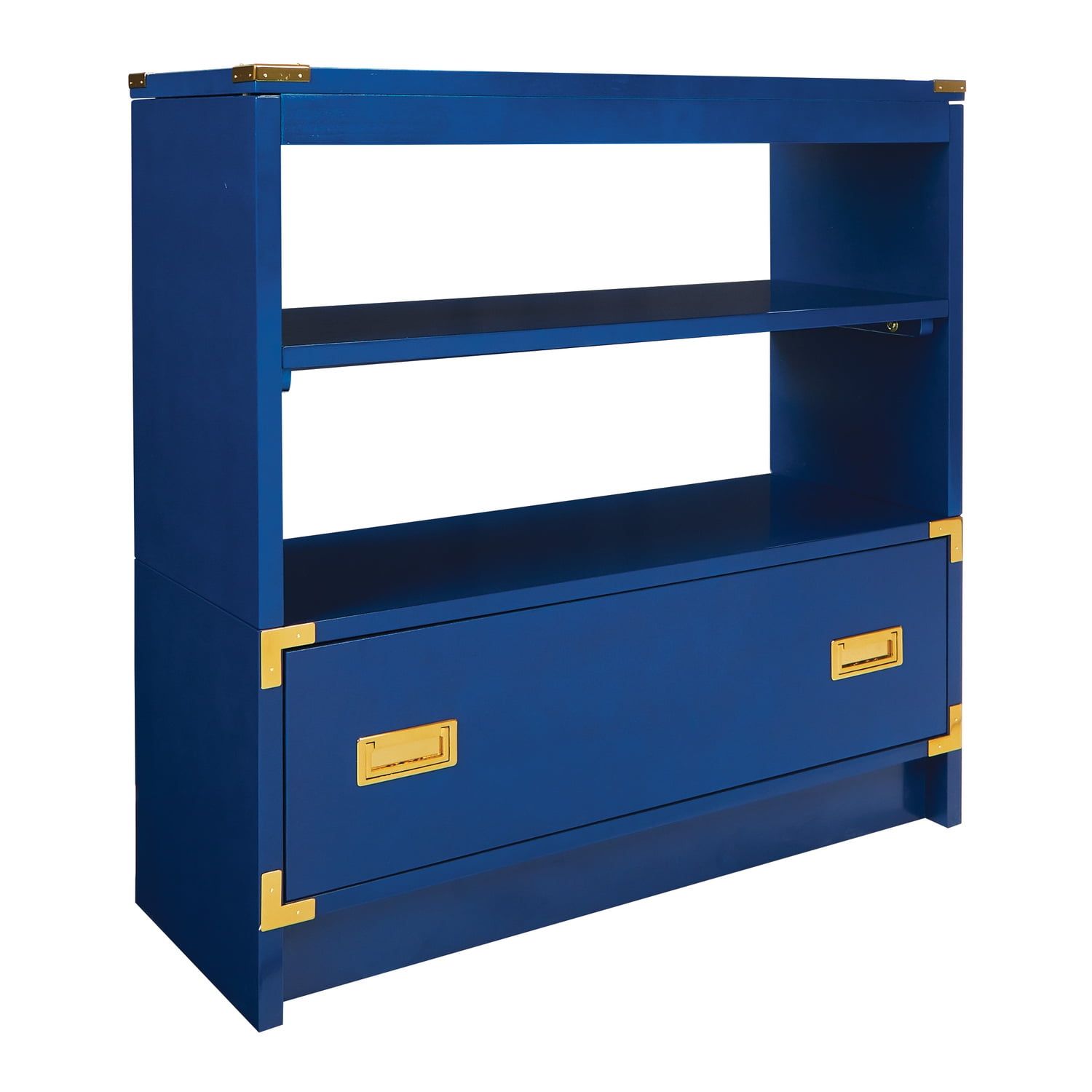 Wellington 36" Lapis Blue Engineered Wood Bookcase with Drawer