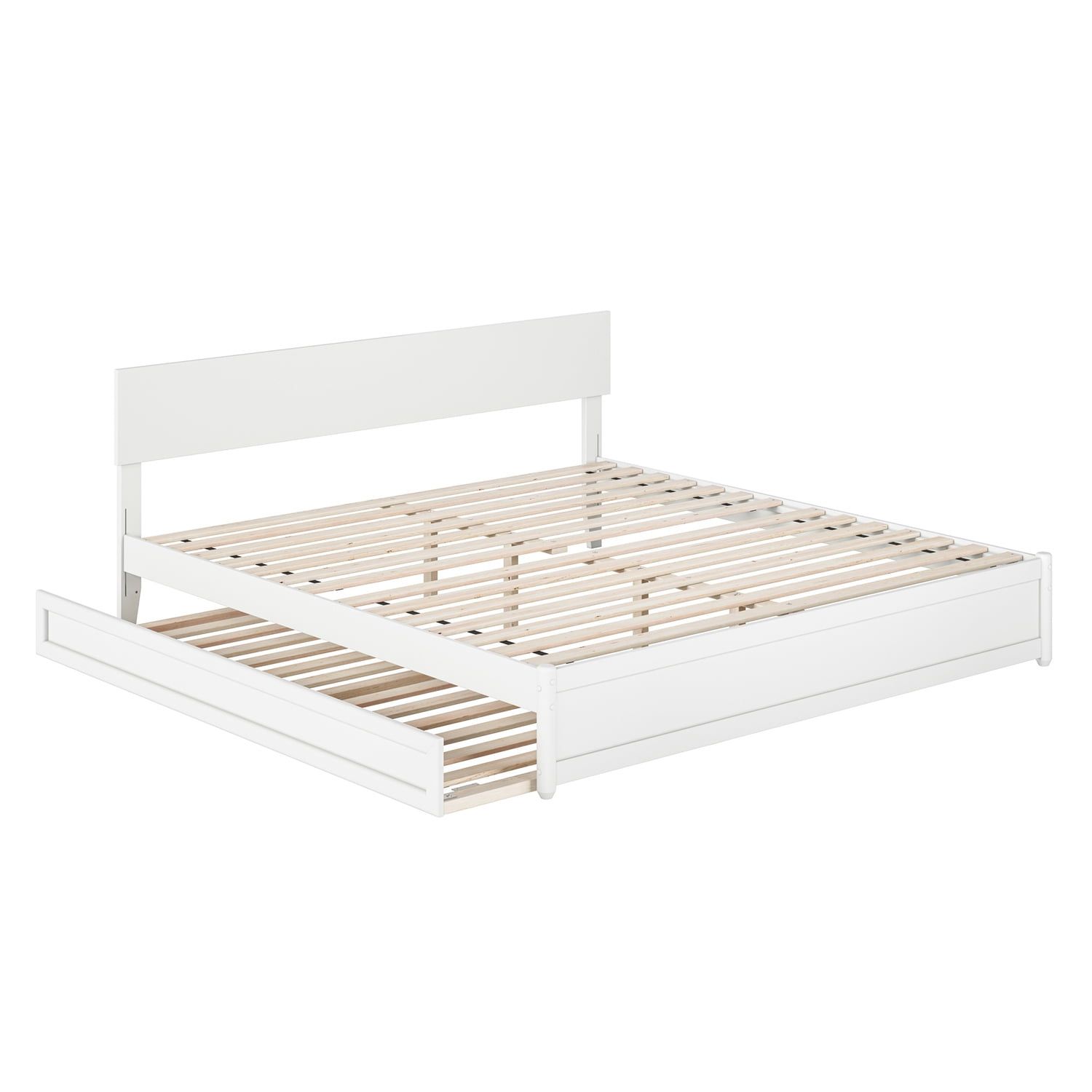 Wesley White King Wood Platform Bed with Twin XL Trundle