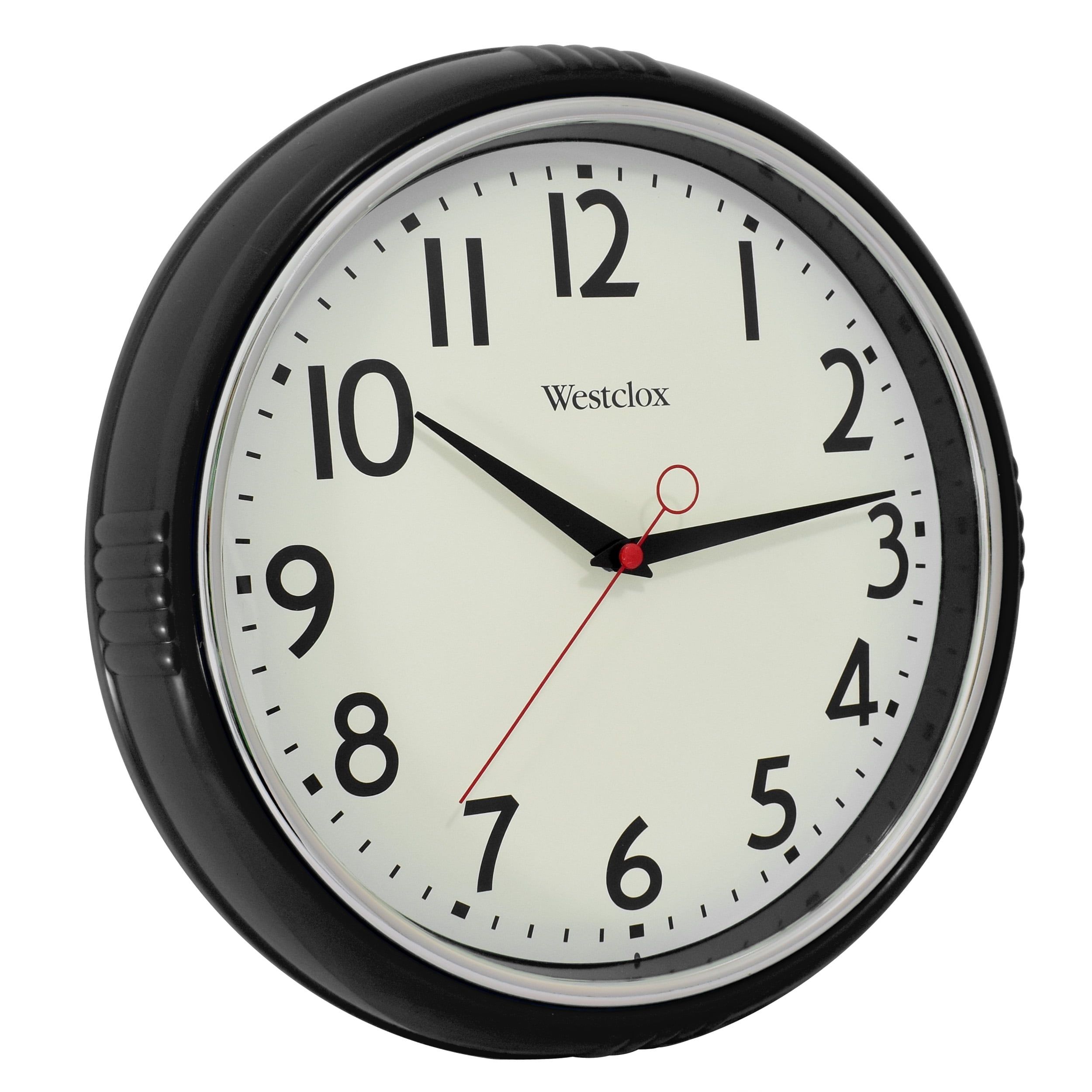 Westclox 12" Black Retro Analog Wall Clock with Red Seconds Hand