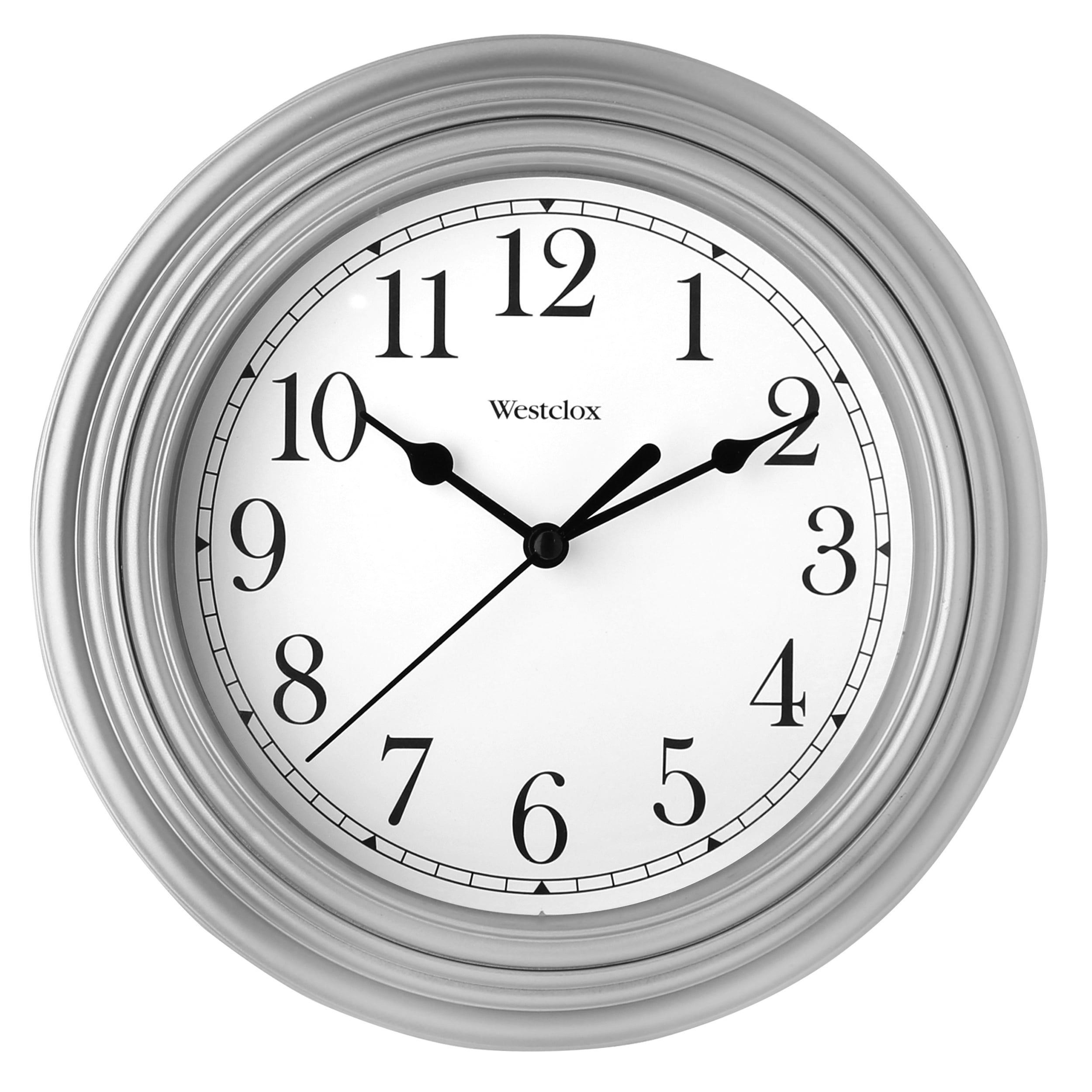 Westclox Silver Round Analog Wall Clock with Quartz Movement