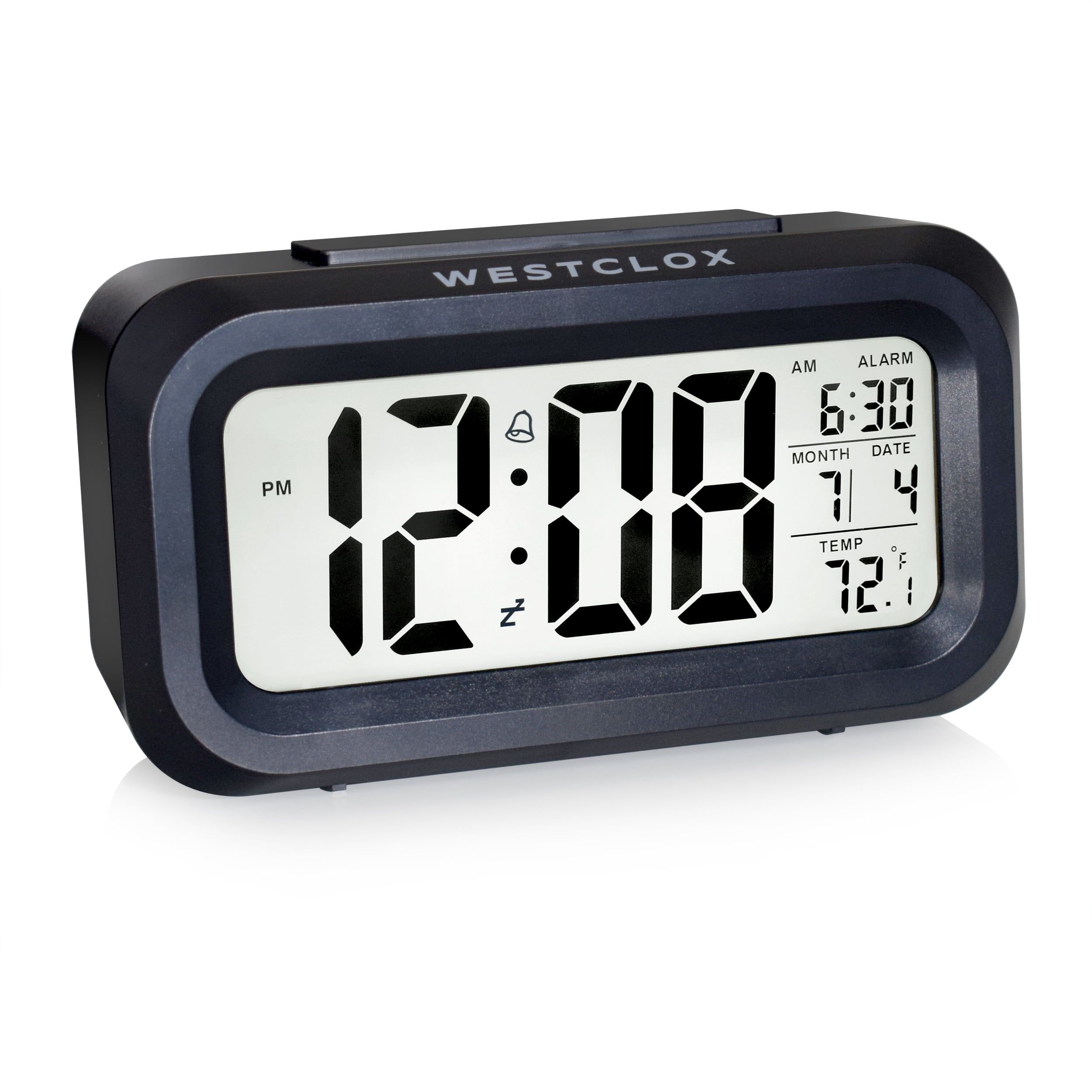 Black Digital Alarm Clock with LED Backlight and Calendar Display