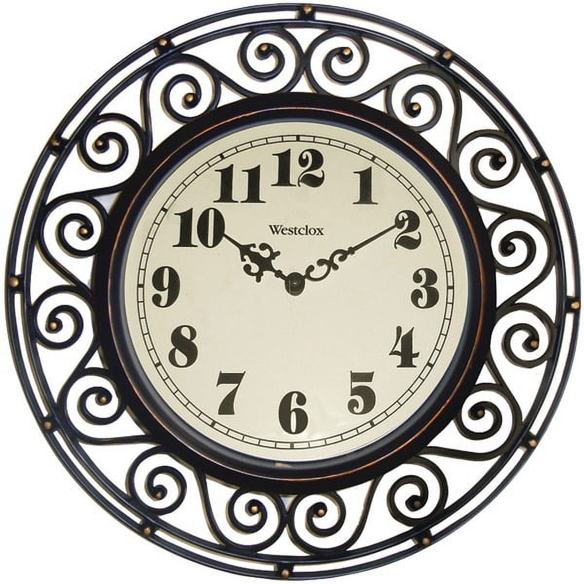 12" Black and Bronze Wrought Iron Style Round Wall Clock