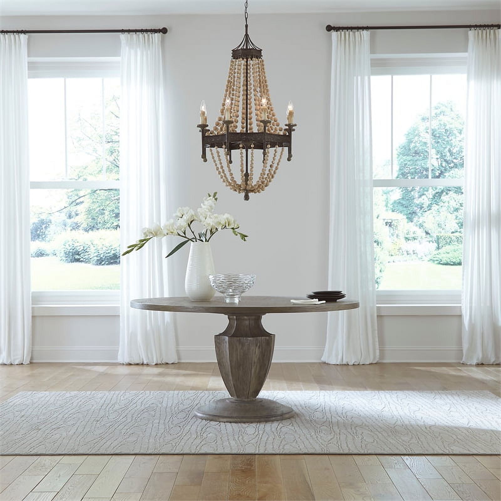 Havana Brown Round Rubberwood & White Oak Pedestal Table