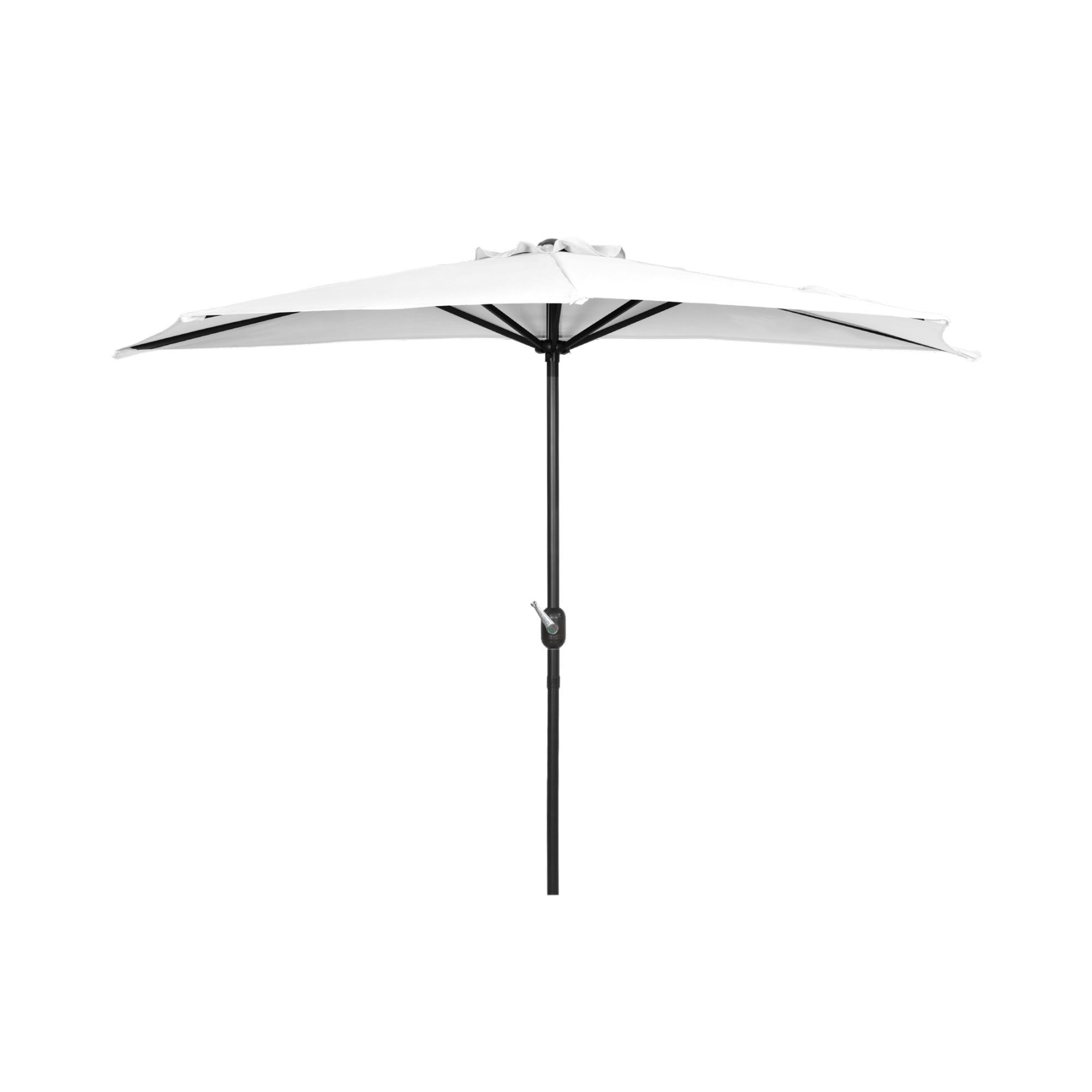 White 9 Ft Half-Round Outdoor Patio Market Umbrella with Crank Lift