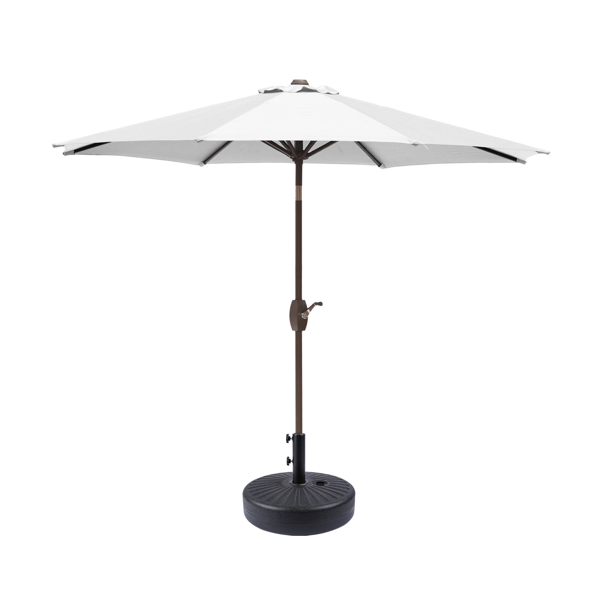 White 9 Ft Steel Outdoor Patio Umbrella with Black Base