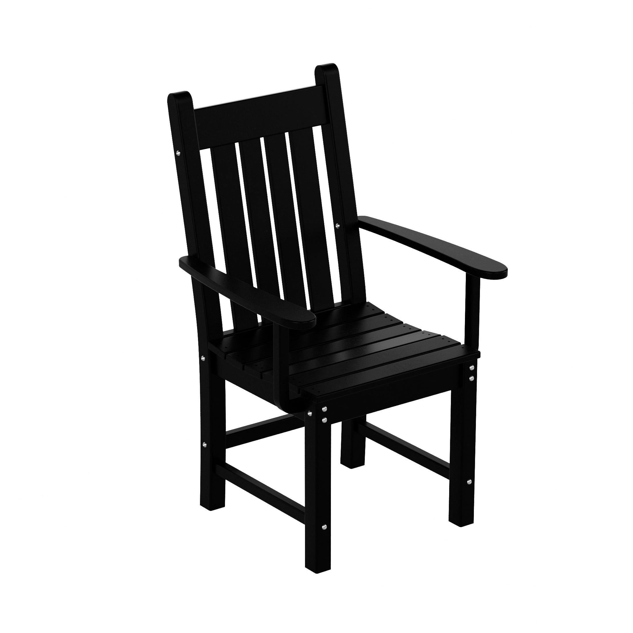 Black Outdoor Patio Dining Armchair with Contoured Back