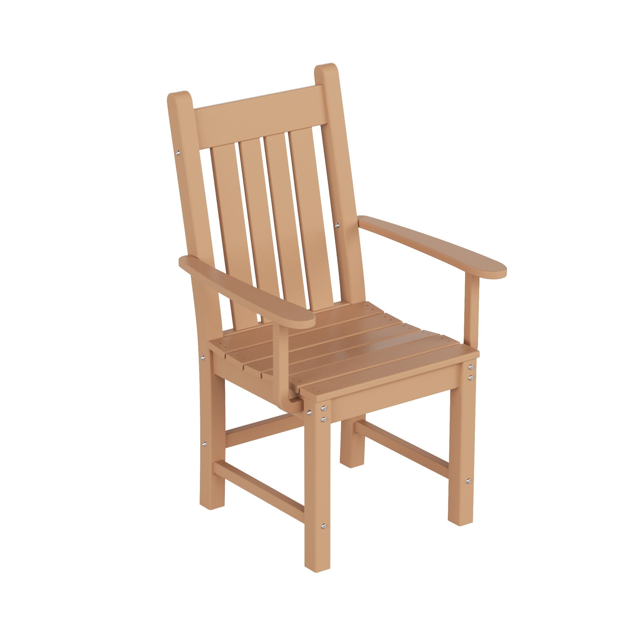 Teak Outdoor Patio Dining Armchair with Contoured Back