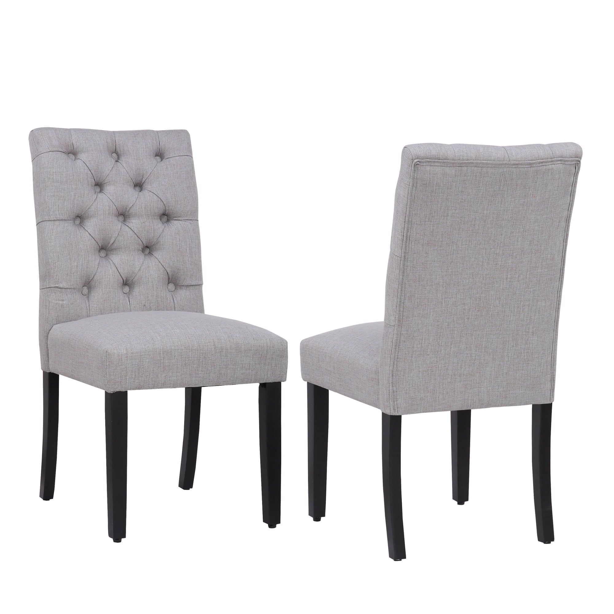 High Parsons Linen Upholstered Side Chair in Gray