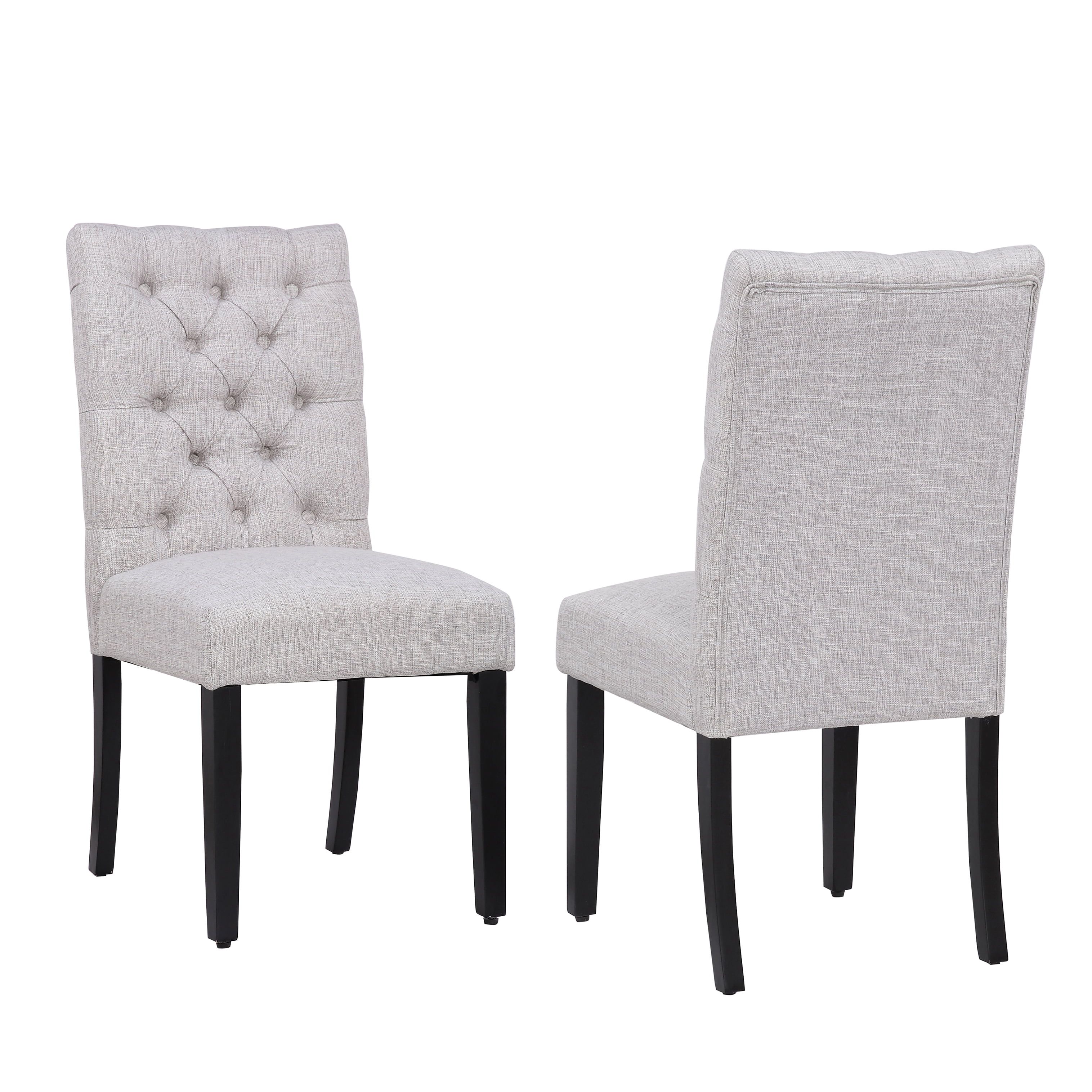 Light Gray Linen Button Tufted Parsons Side Chair