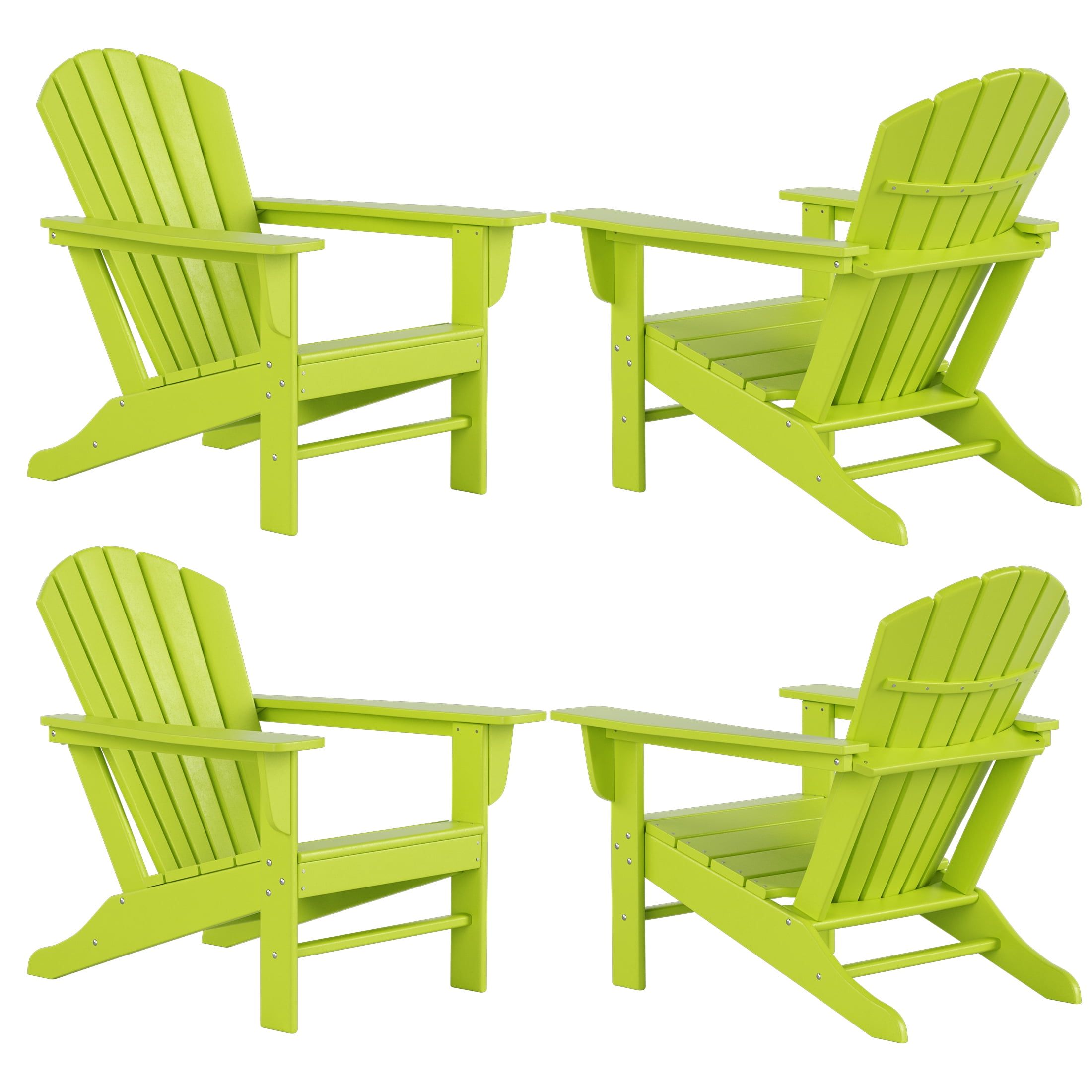 Lime Recycled Plastic Outdoor Adirondack Chair Set of 4