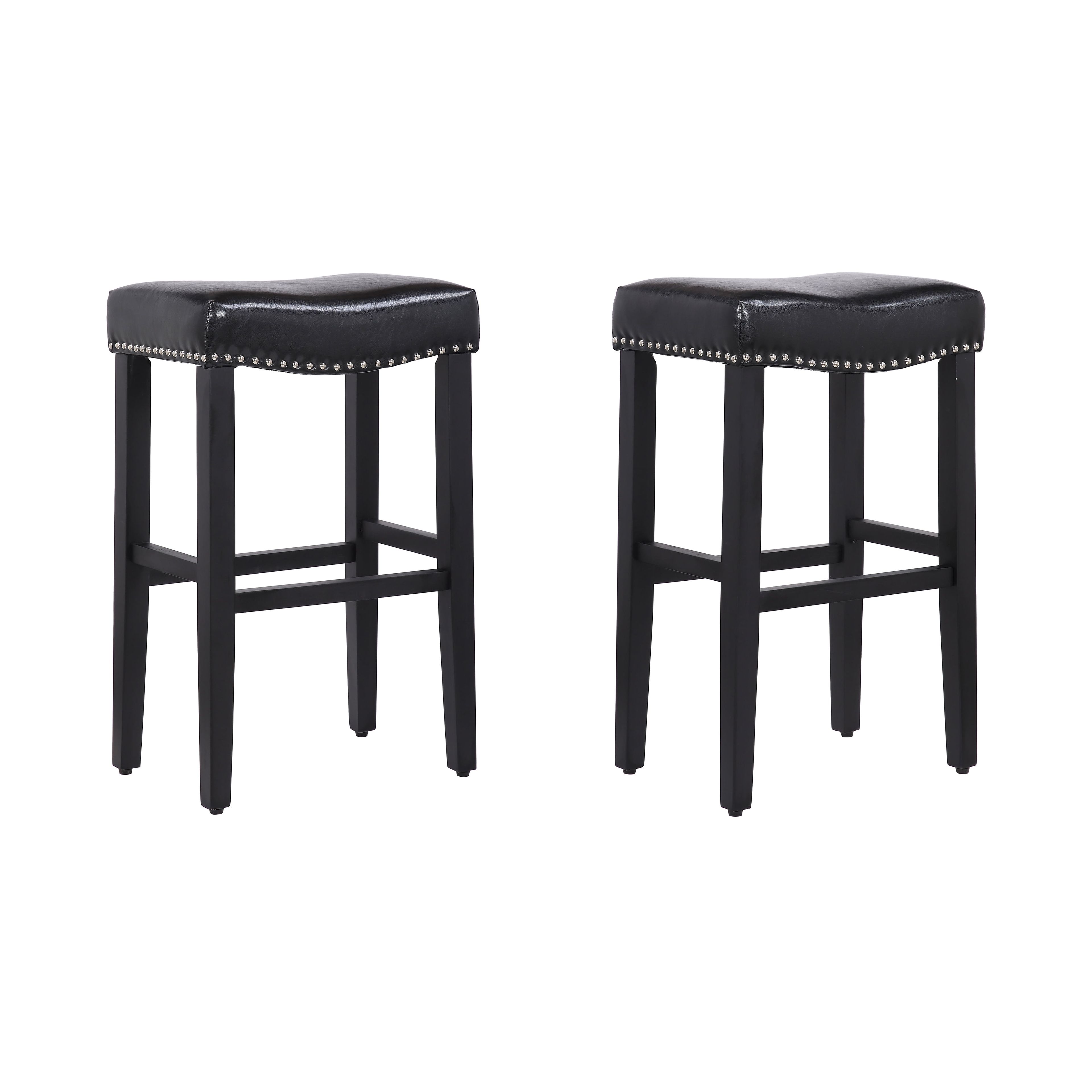 Modern Classic 29" Black Leather Saddle Counter Stool