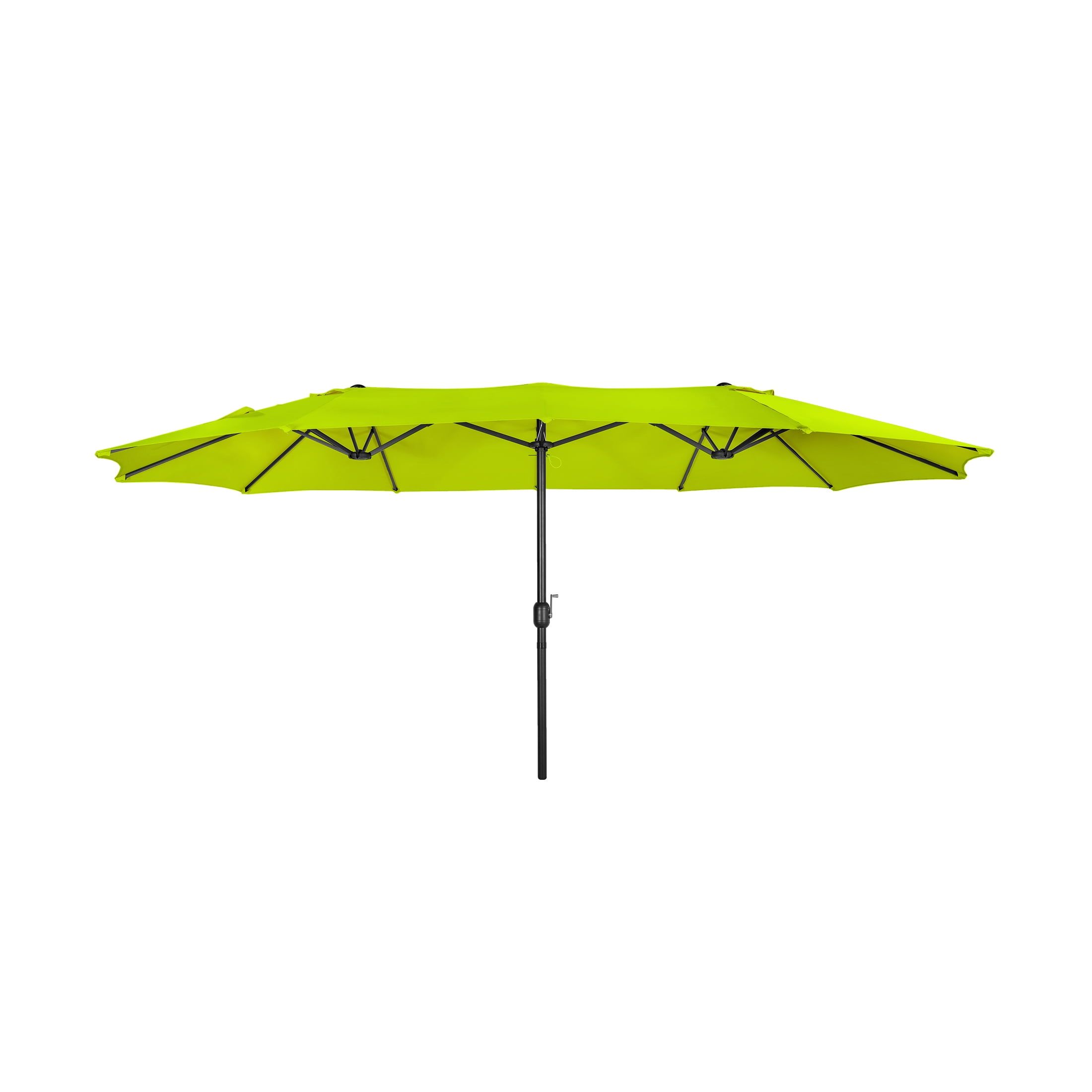 Lime Green Double-Top 15 ft Rectangle Patio Umbrella with Crank