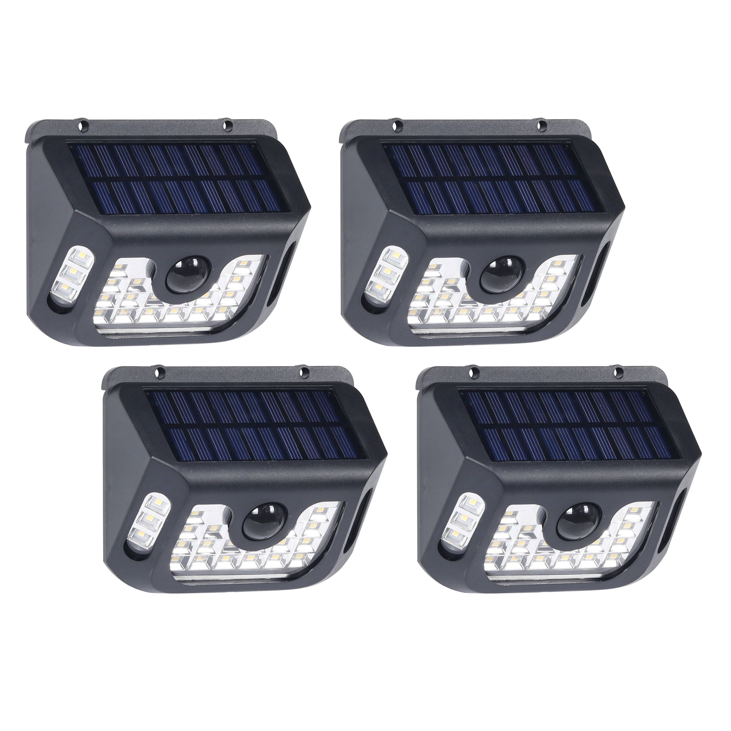 Black Solar Motion Sensor LED Wall Lights, 4-Pack