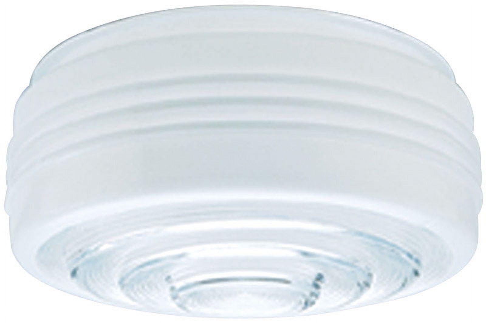 White and Clear Glass Drum Shade with Grooves