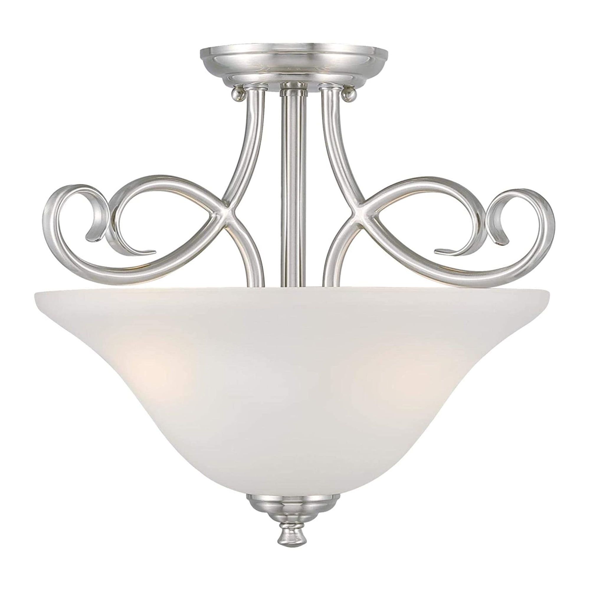 Dunmore Brushed Nickel and Frosted Glass 2-Light Ceiling Fixture