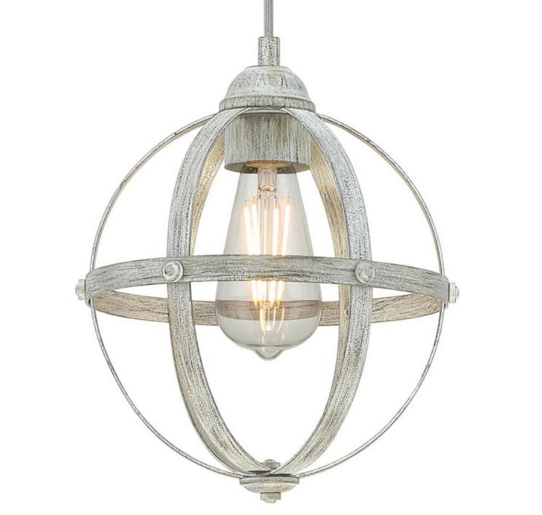 Antique Ash Farmhouse Mini Pendant Light with Braided Cord