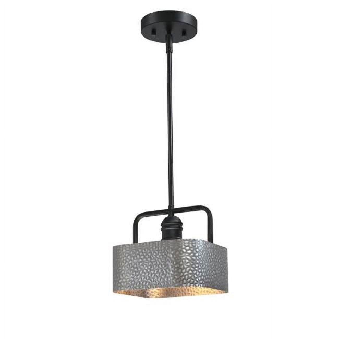 Bexar Matte Black and Dark Pewter 8" Geometric Mini Pendant Light