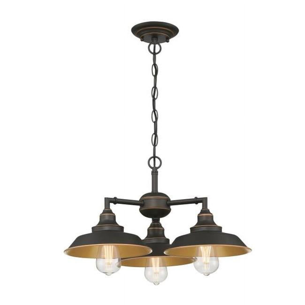 Iron Hill Vintage-Style Bronze 3-Light Convertible Chandelier/Semi-Flush Mount