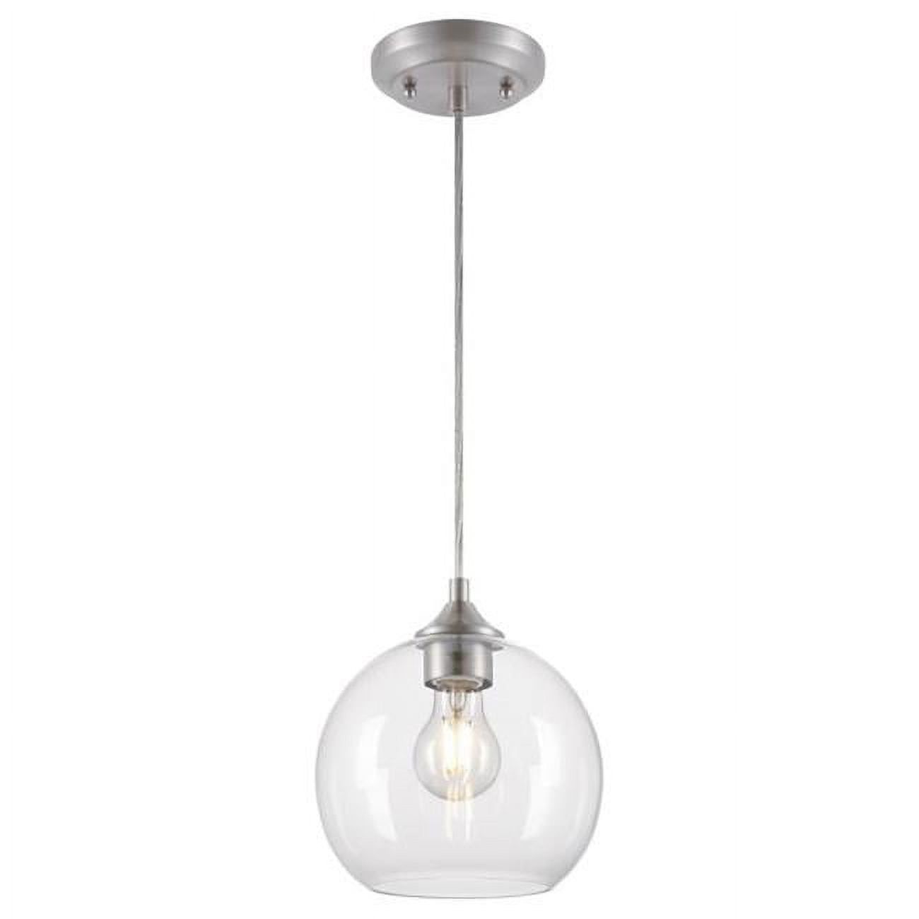 Tatze Mini Globe Pendant in Brushed Nickel with Clear Glass