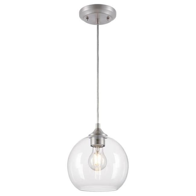Tatze Mini Globe Pendant in Brushed Nickel with Clear Glass