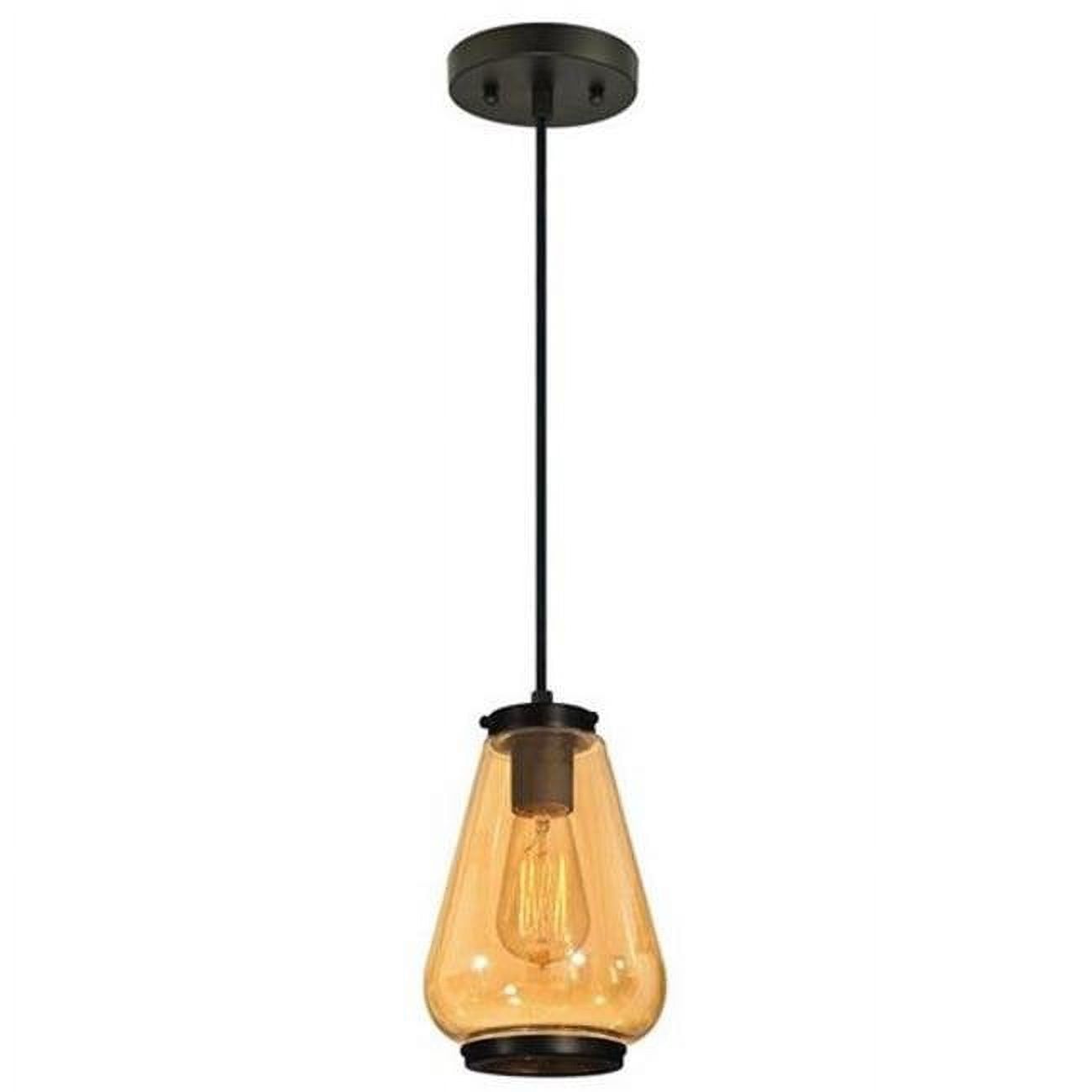 Amber Glass Oil Rubbed Bronze Mini Pendant Light