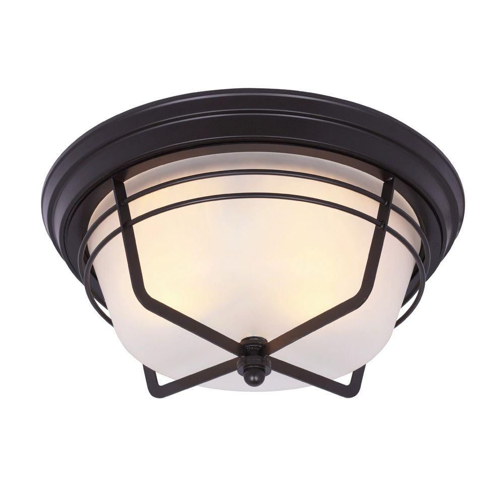 Bonneville Weathered Bronze 2-Light Flush Mount Ceiling Fixture