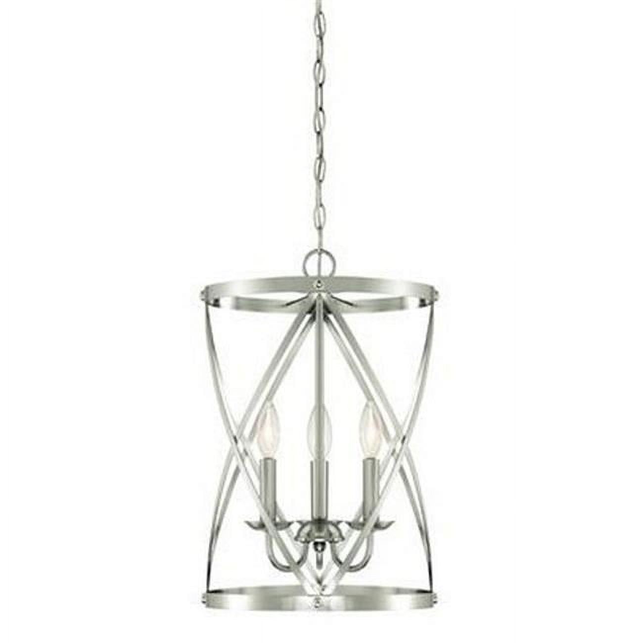 Brushed Nickel Cage 3-Light Indoor Chandelier