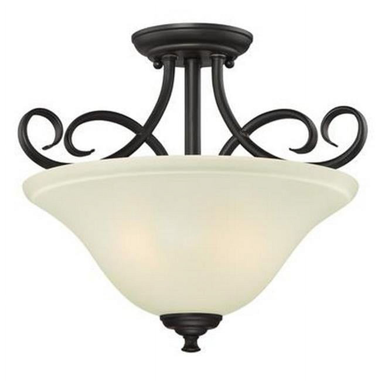 14.5" Bronze and Frosted Glass LED Semi-Flush Ceiling Light