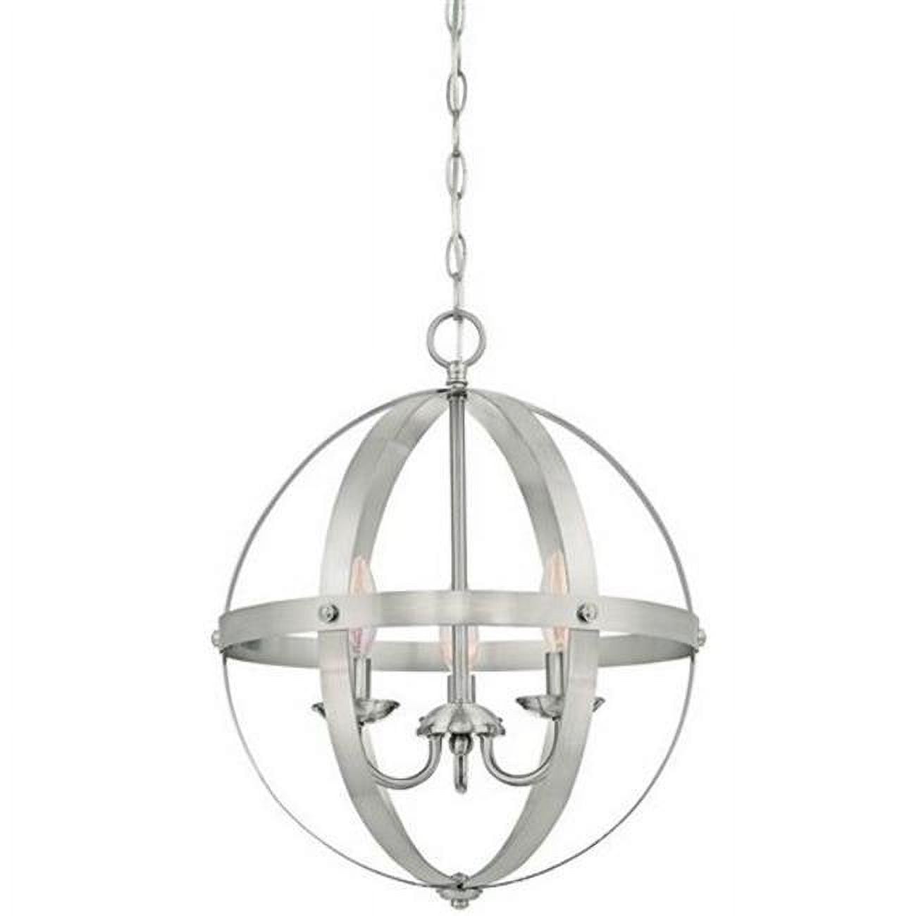 Elegant Stella Mira 15" Brushed Nickel Globe Chandelier with Industrial Charm