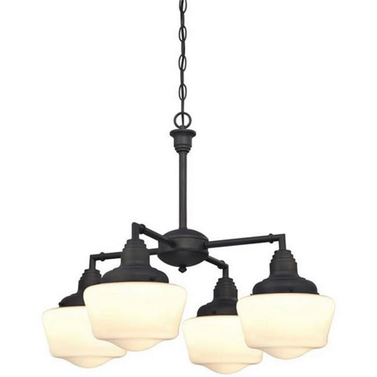 Scholar 24" Convertible Chandelier/Semi-Flush in Oil Rubbed Bronze with Opal Shades