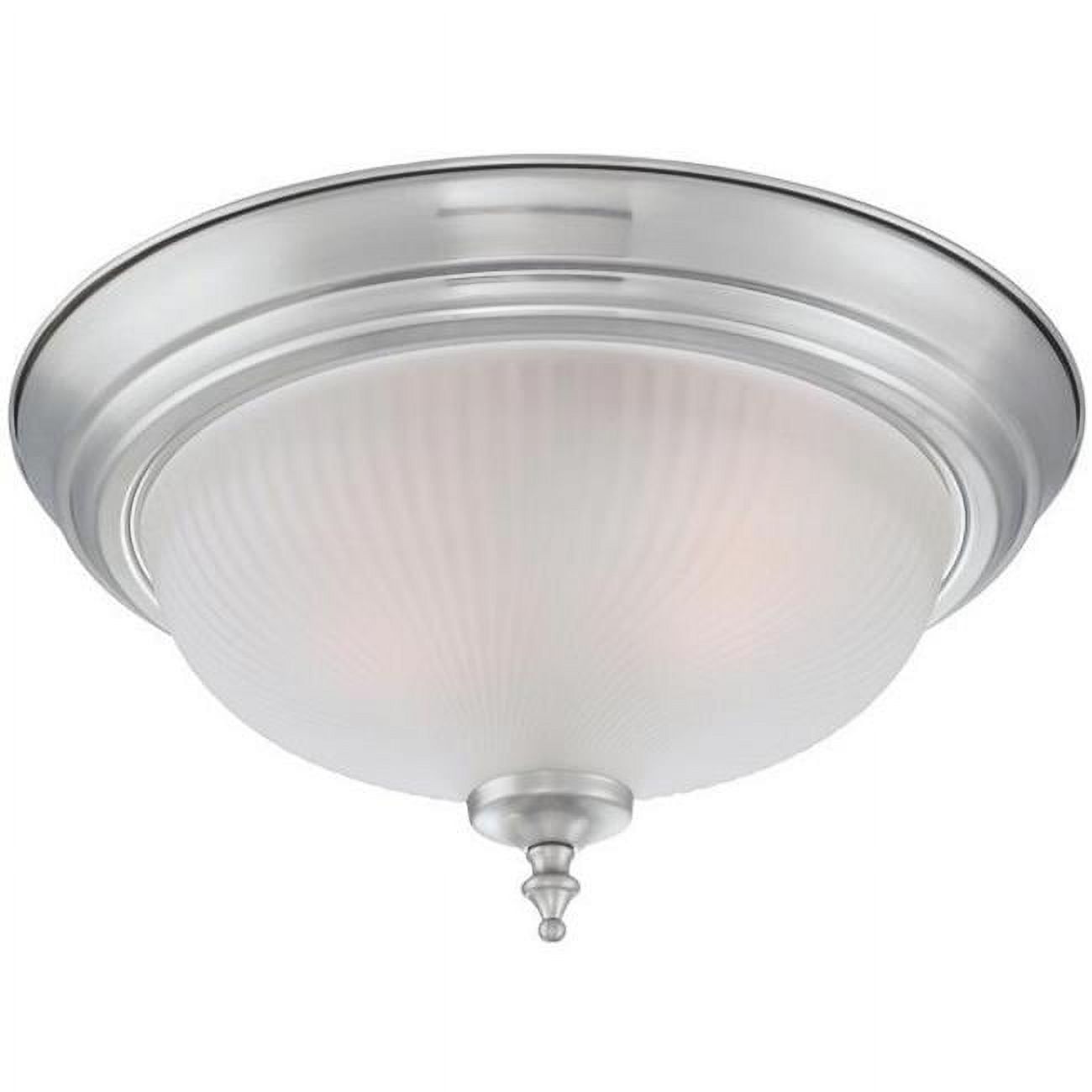 Brushed Nickel 2-Light Flush Mount Ceiling Fixture with Frosted Glass