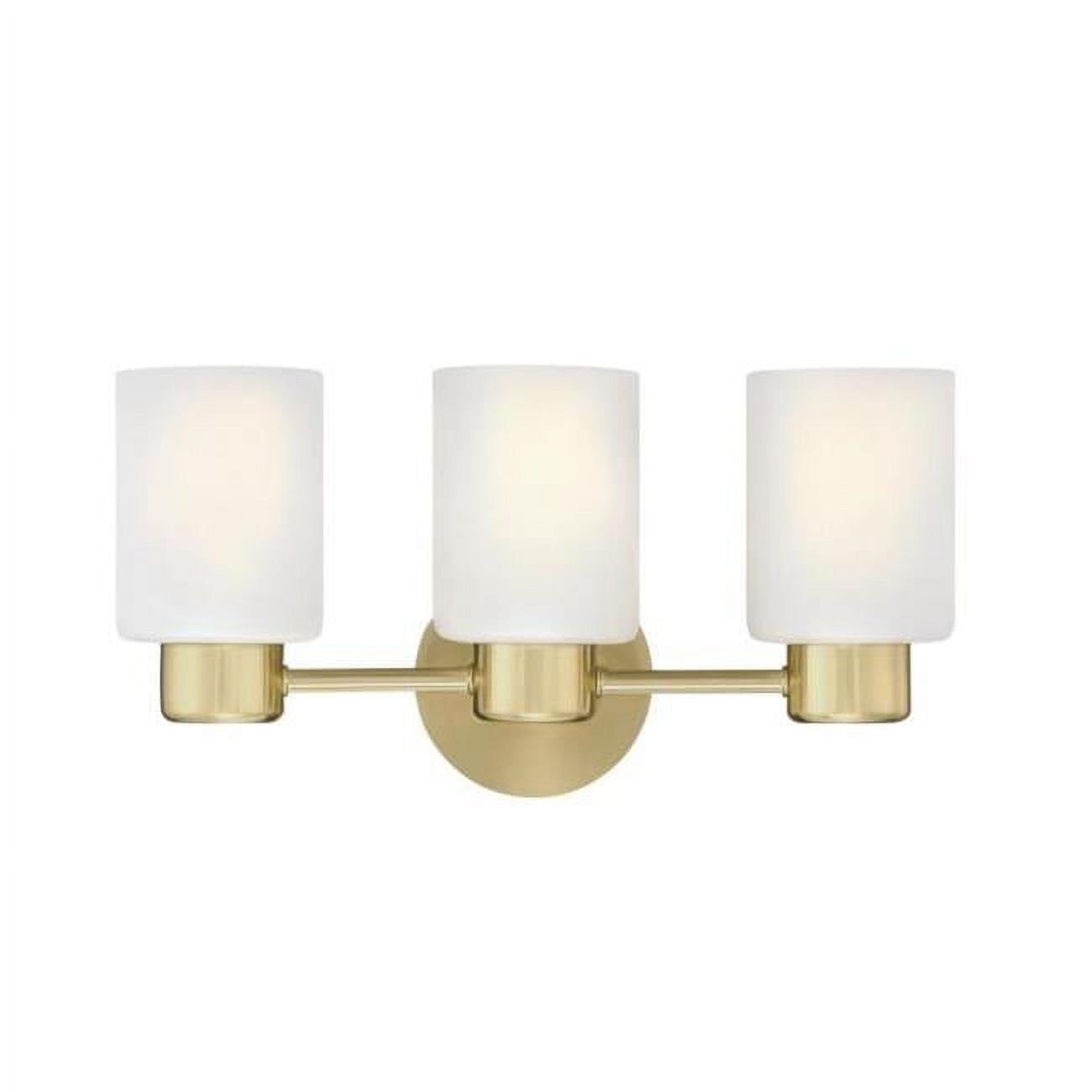 Champagne Brass Three-Light Vanity Fixture with Frosted Glass